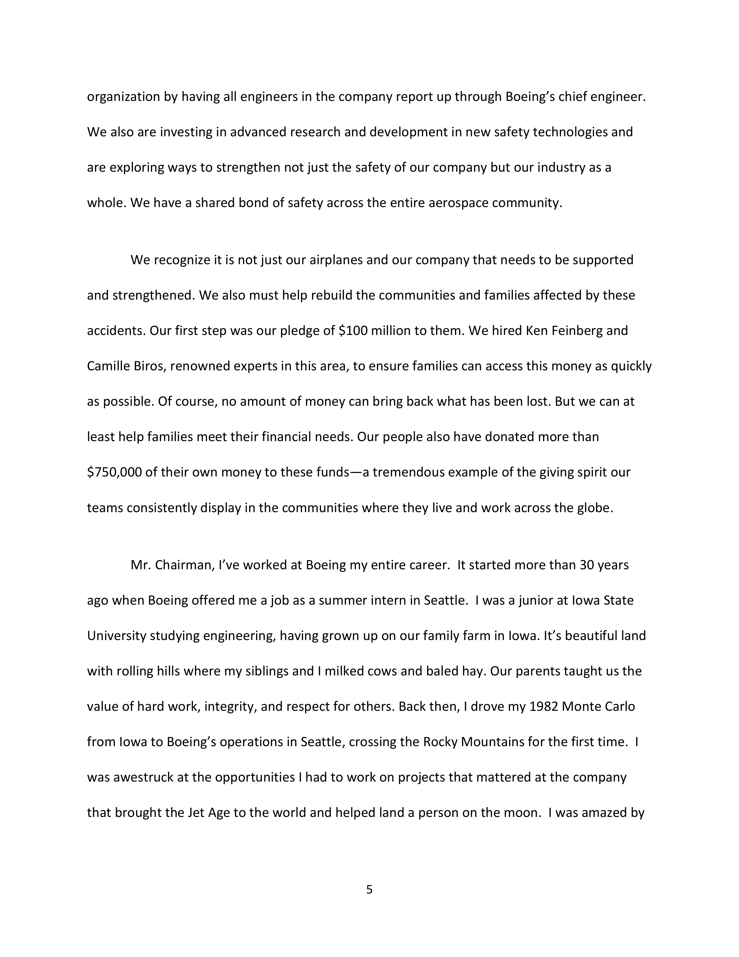 Boeing 737 MAX Congressional Opening Statement — page 5