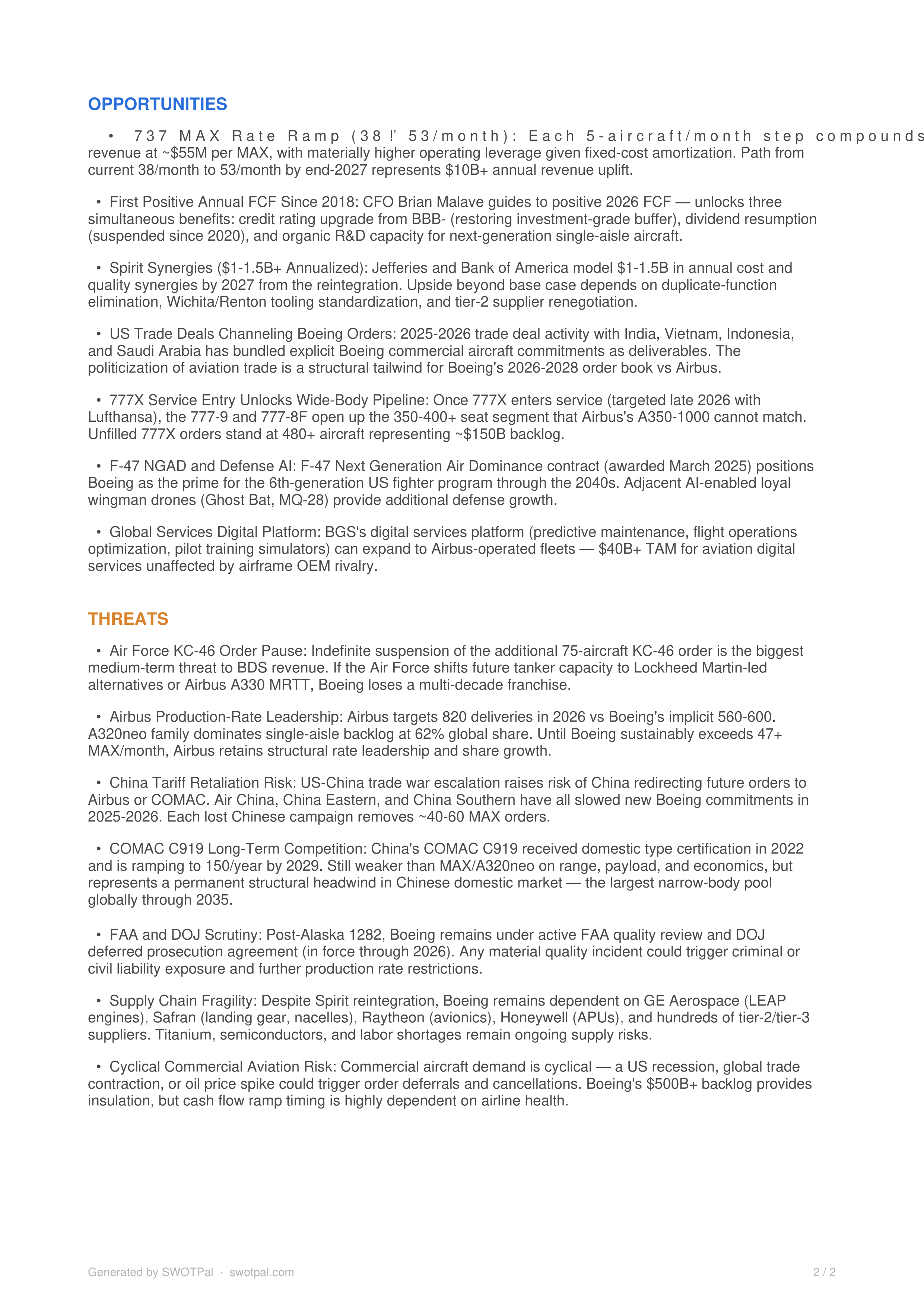 Boeing SWOT Analysis  — page 2