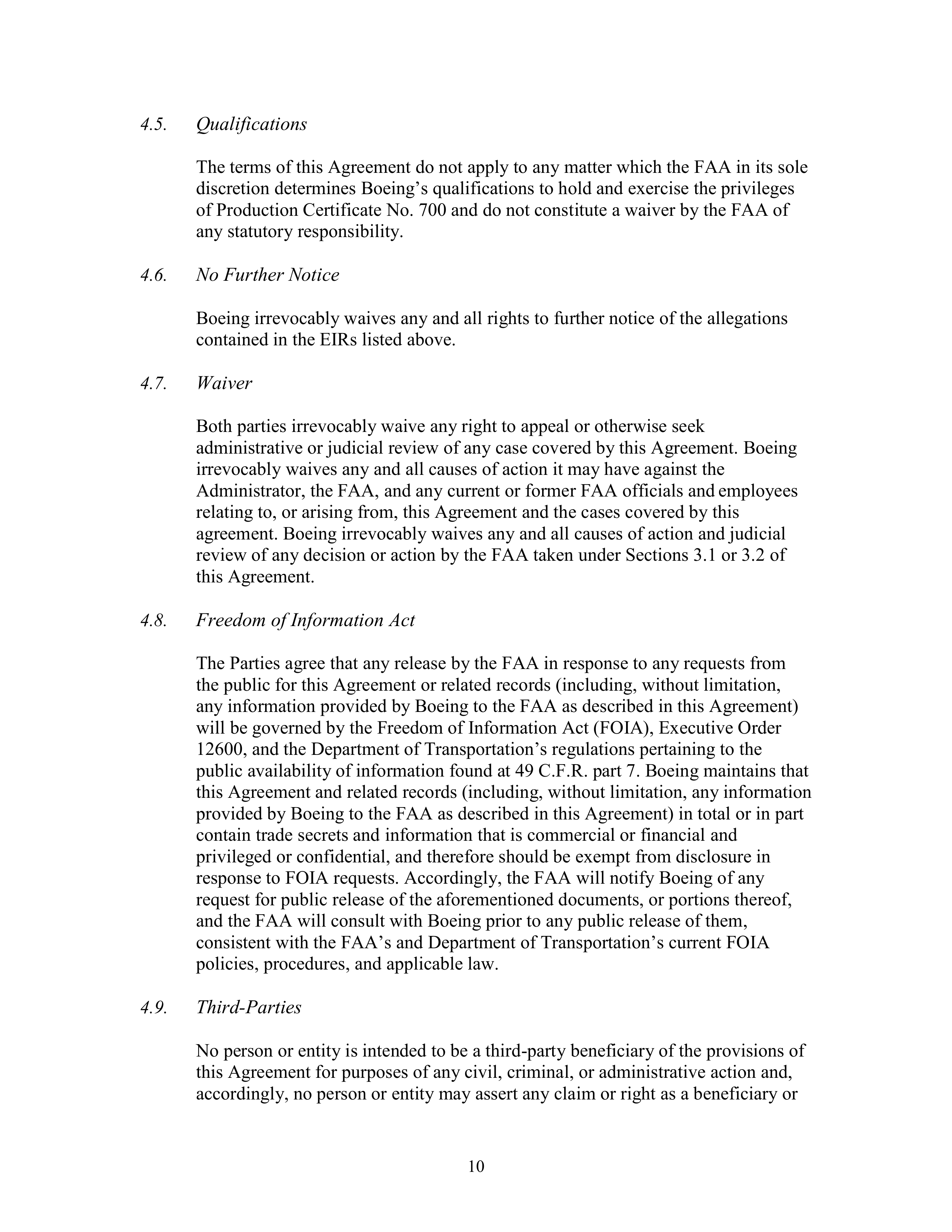 Boeing Settlement Agreement — page 10