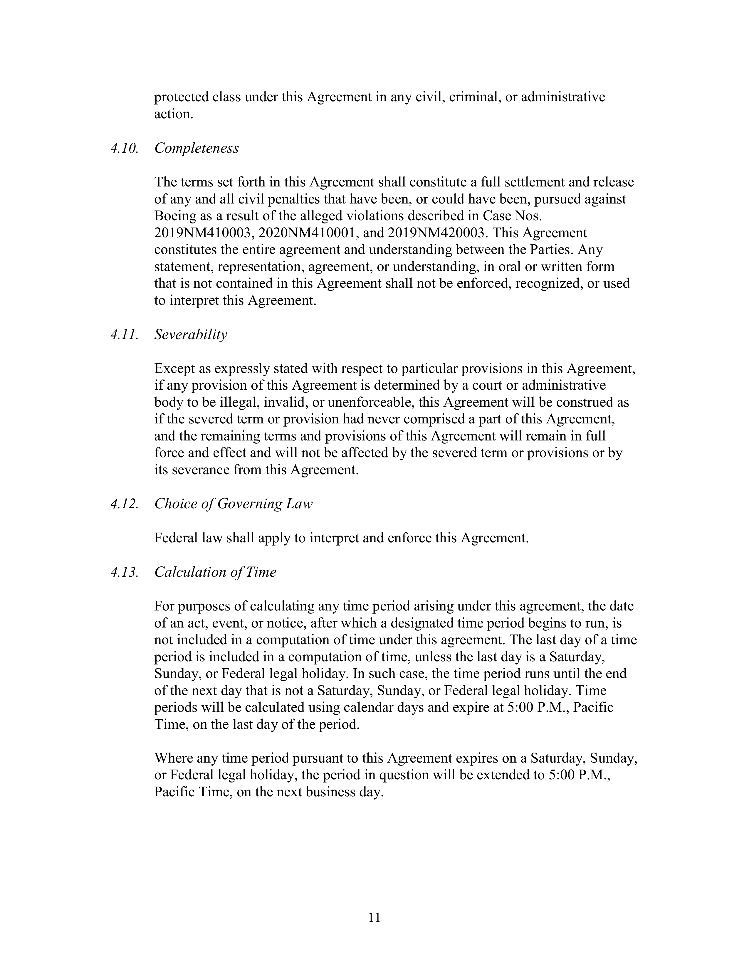 Boeing Settlement Agreement — page 11