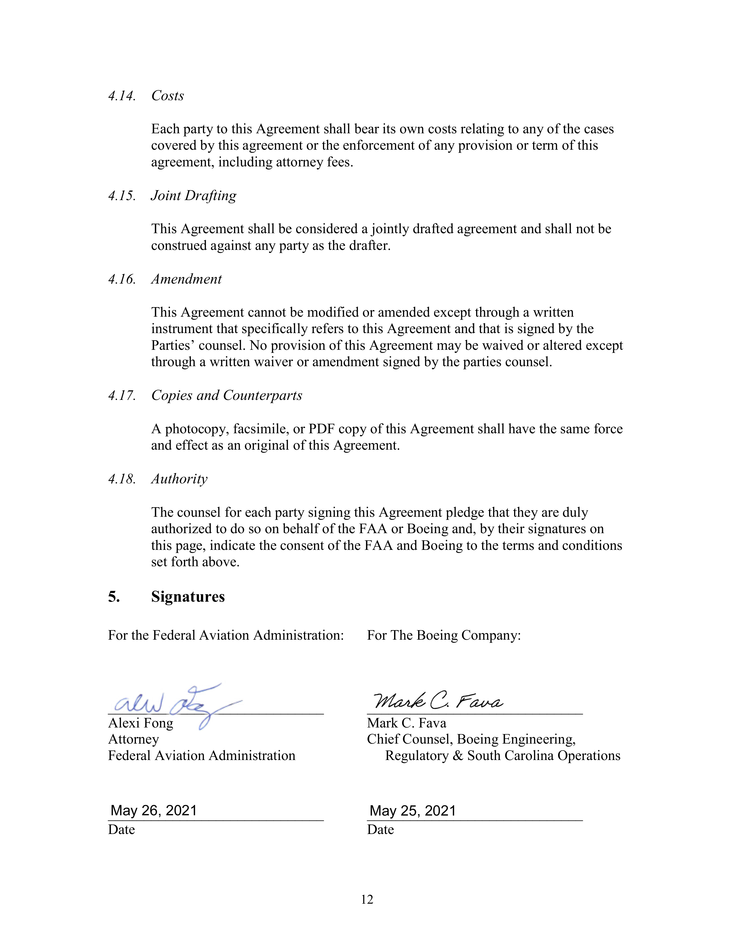 Boeing Settlement Agreement — page 12
