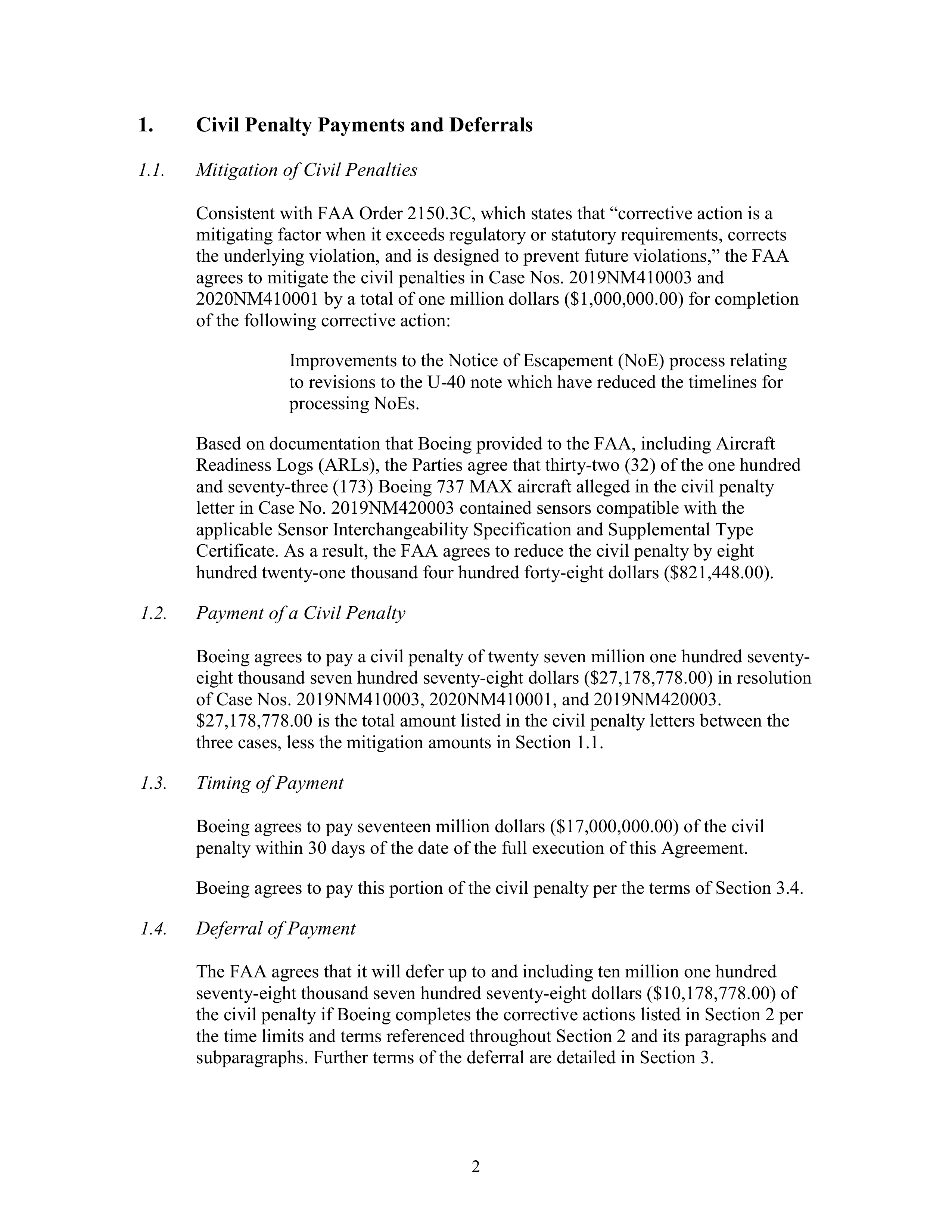 Boeing Settlement Agreement — page 2
