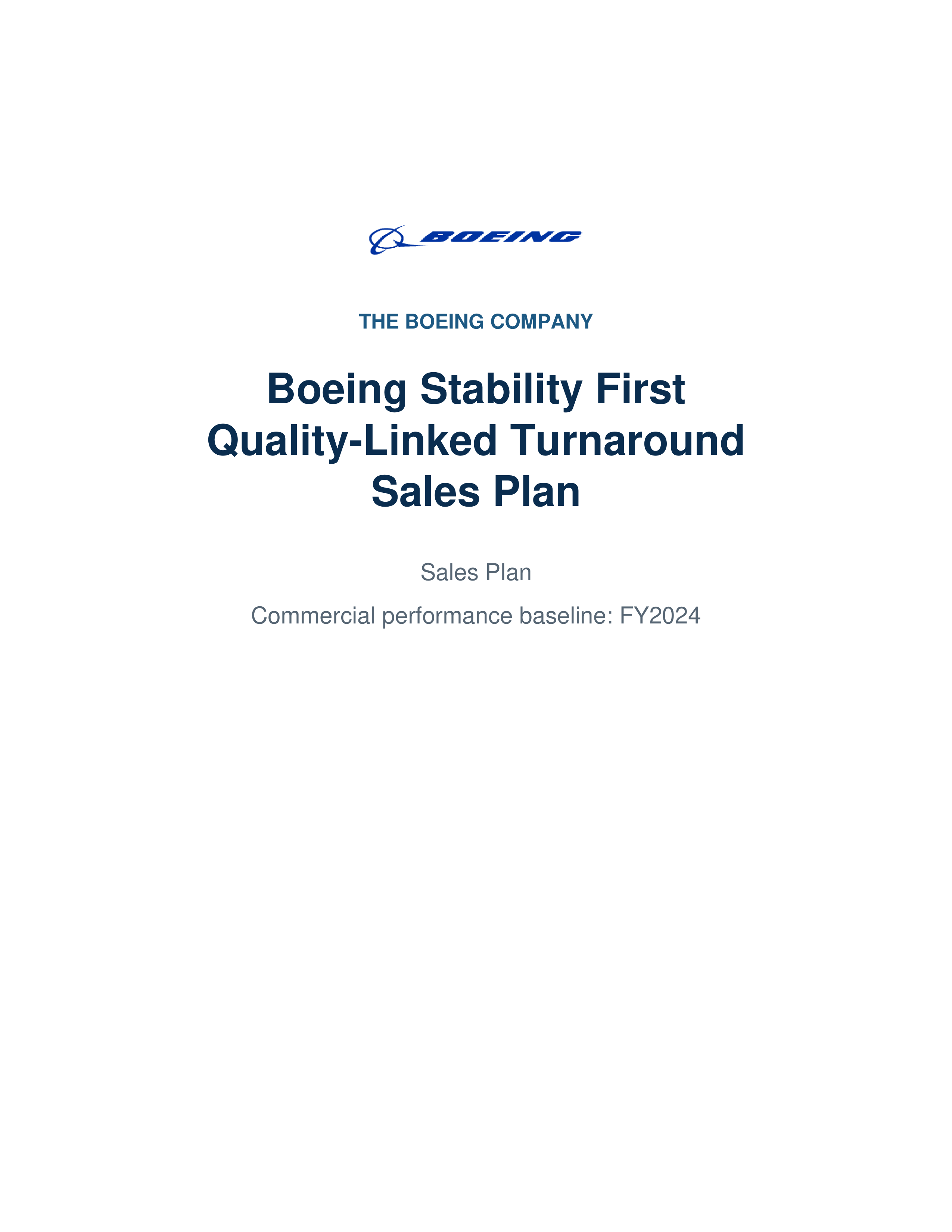 Boeing Stability First Quality-Linked Turnaround Sales Plan — page 1
