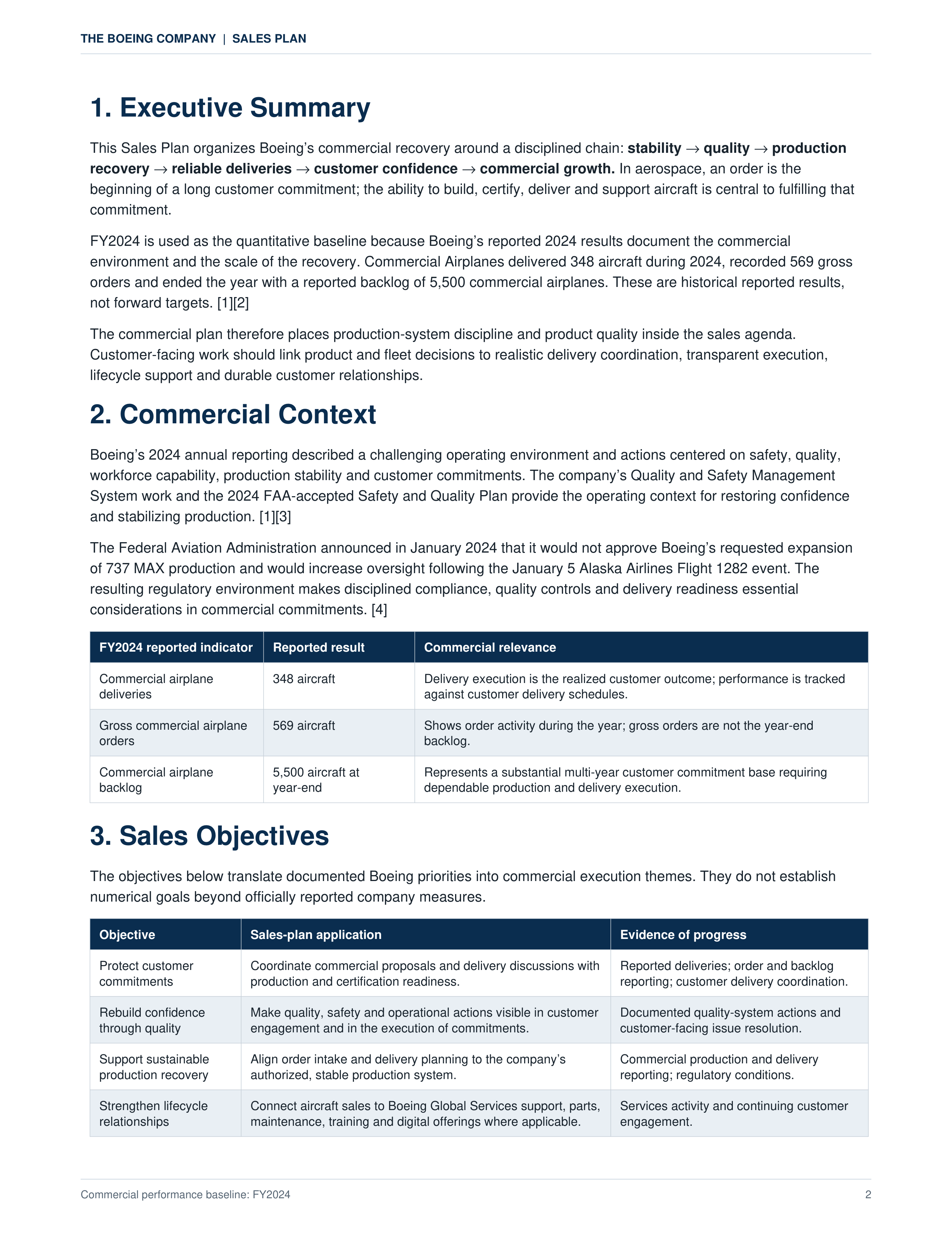 Boeing Stability First Quality-Linked Turnaround Sales Plan — page 2