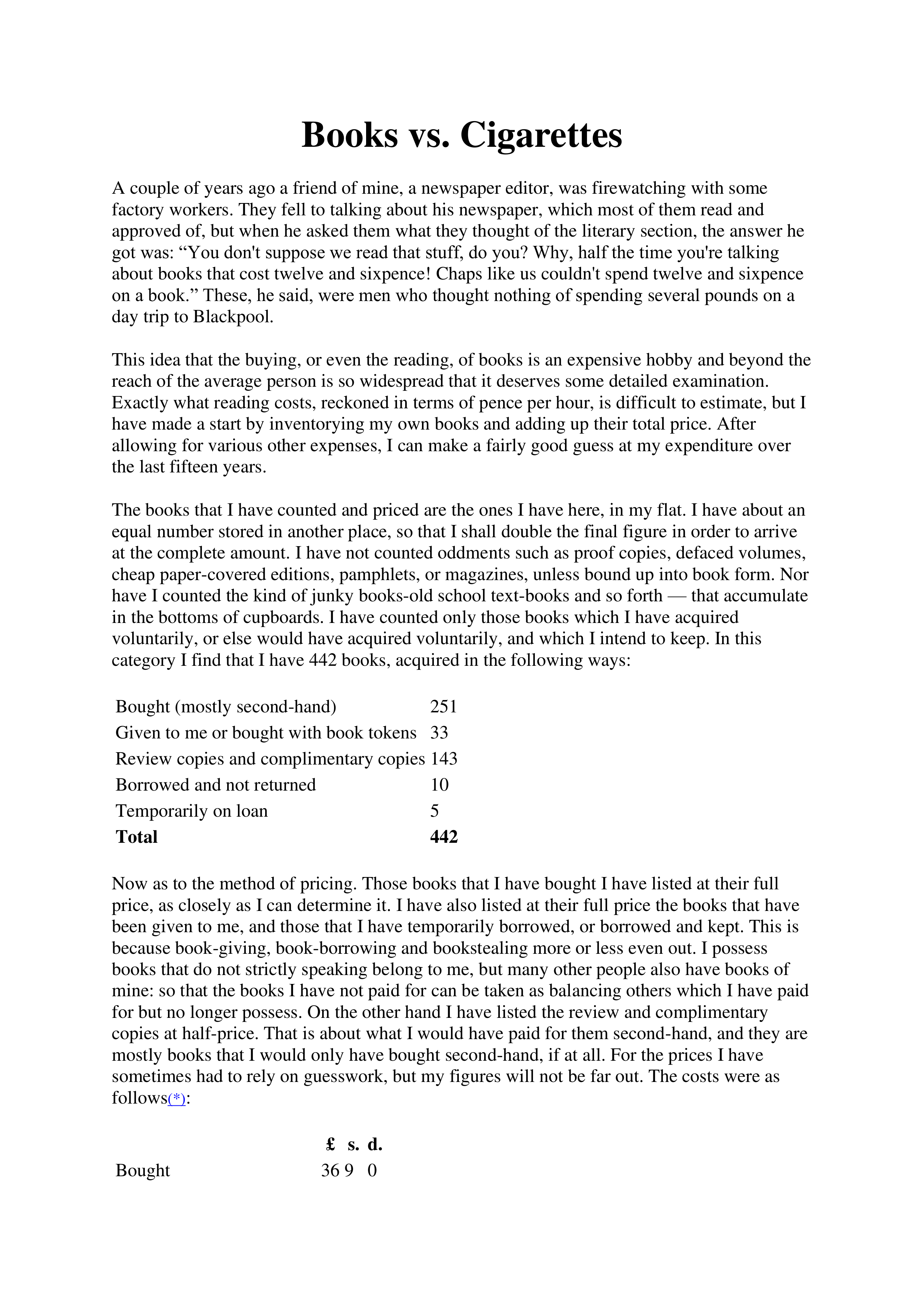 Books vs. Cigarettes Essay — page 1