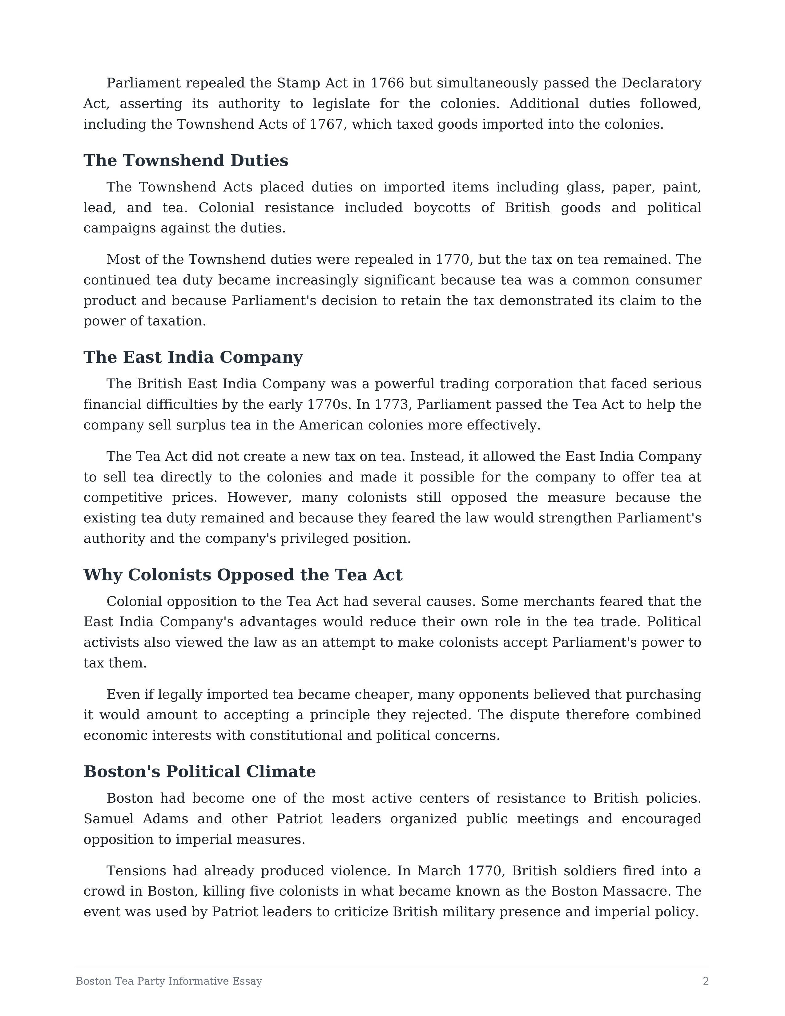 Boston Tea Party Informative Essay — page 2