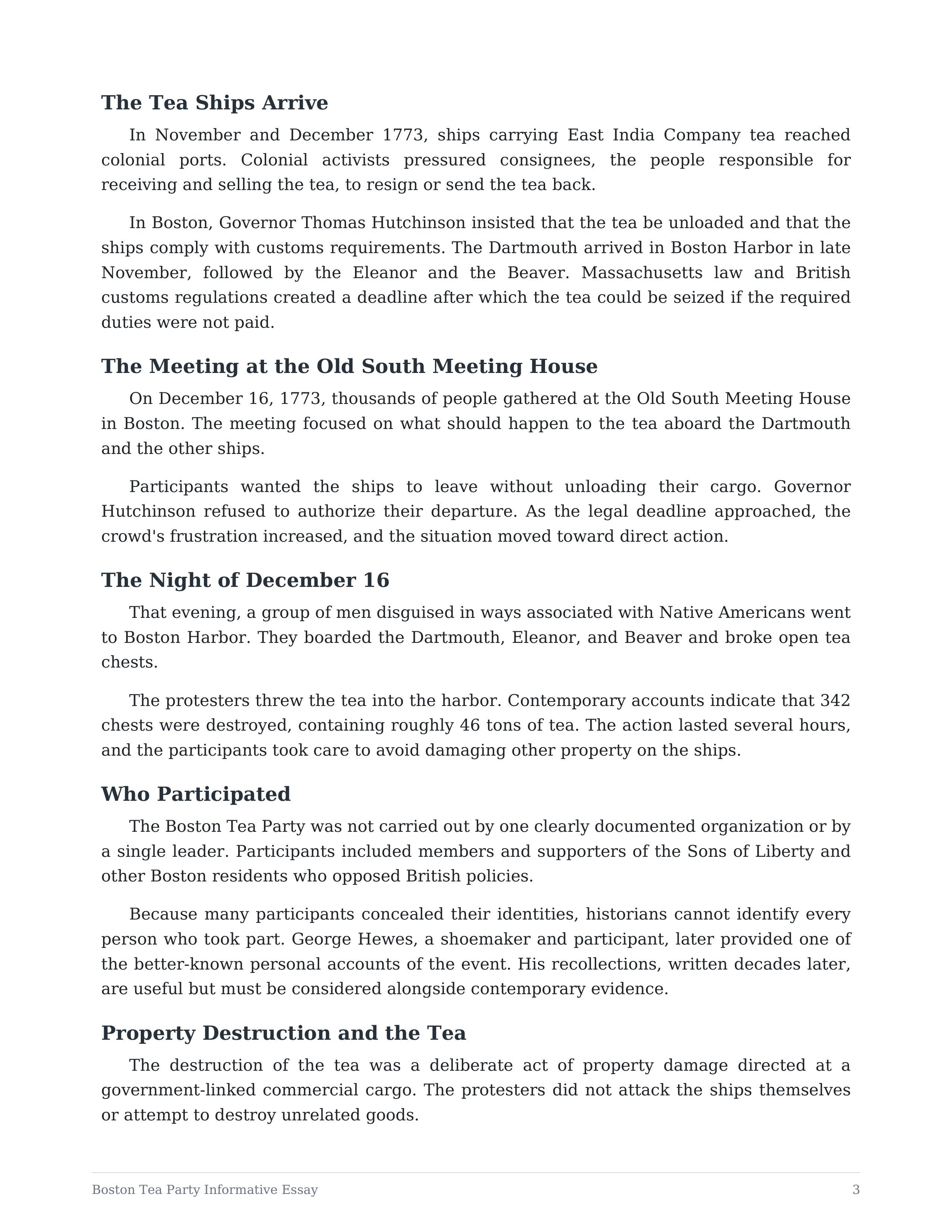 Boston Tea Party Informative Essay — page 3