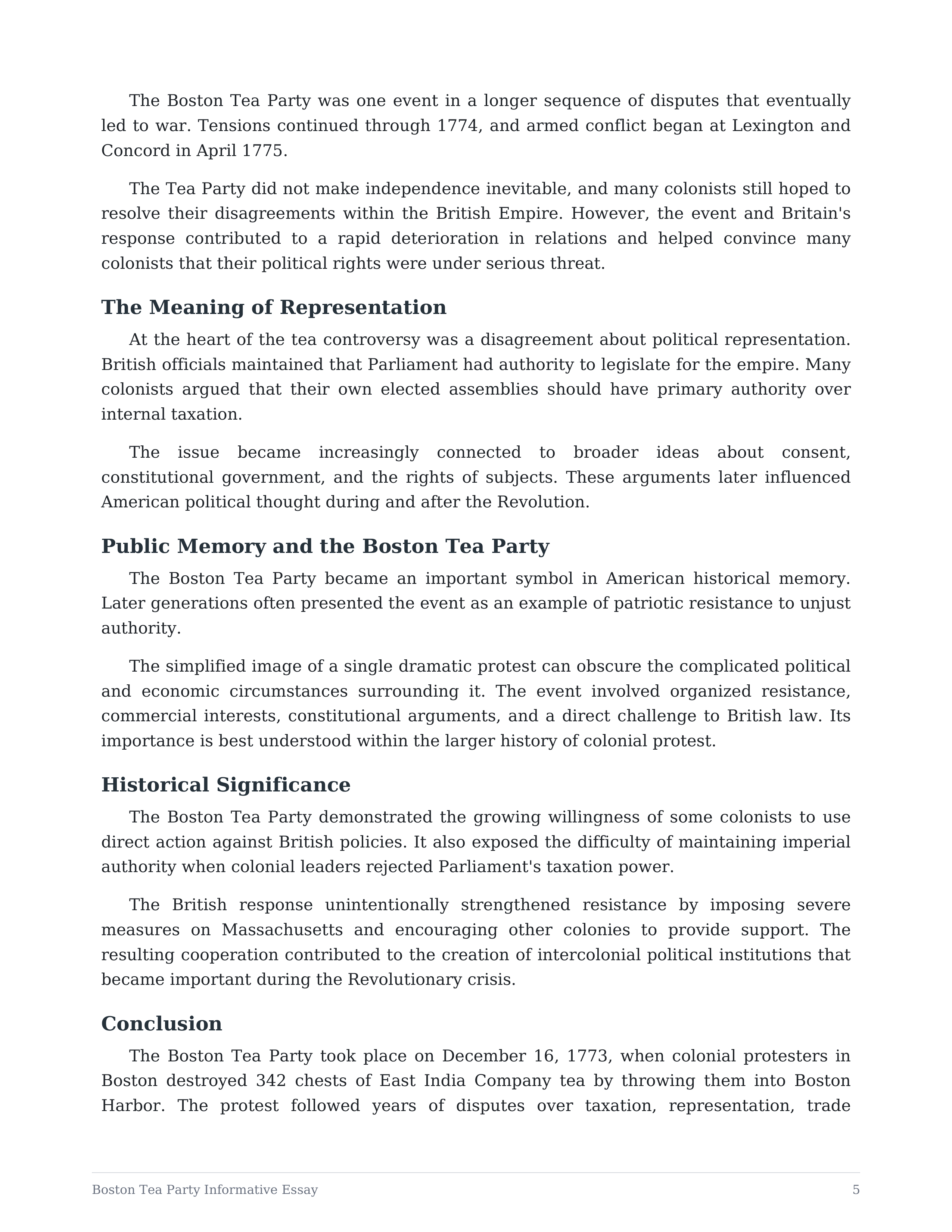 Boston Tea Party Informative Essay — page 5