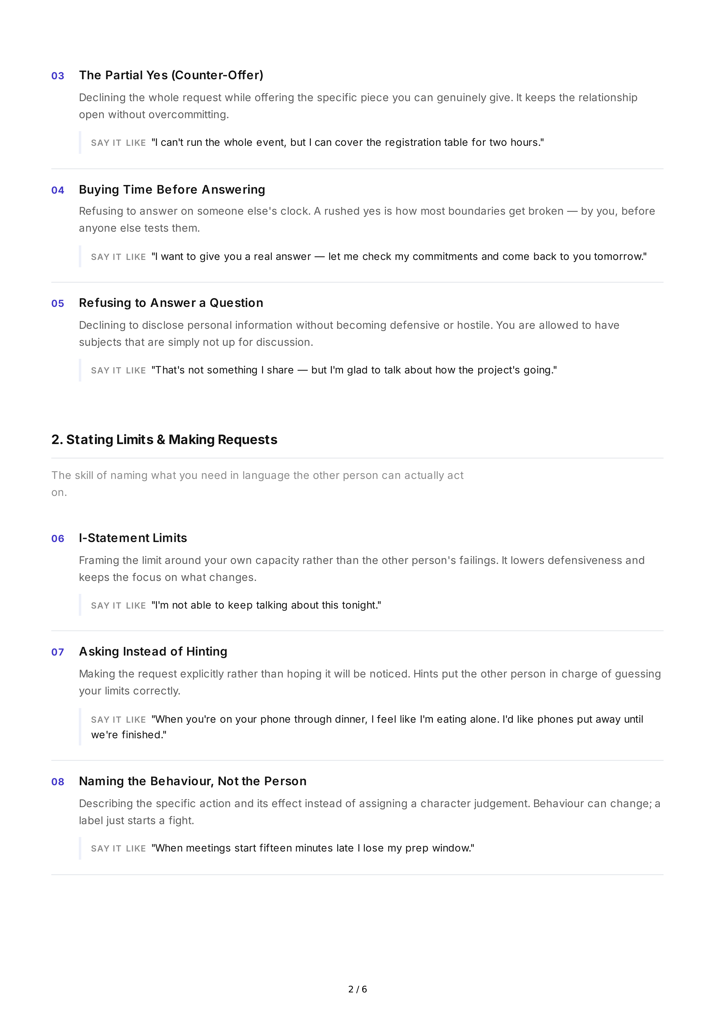 Boundary Setting Interpersonal Skills — page 2