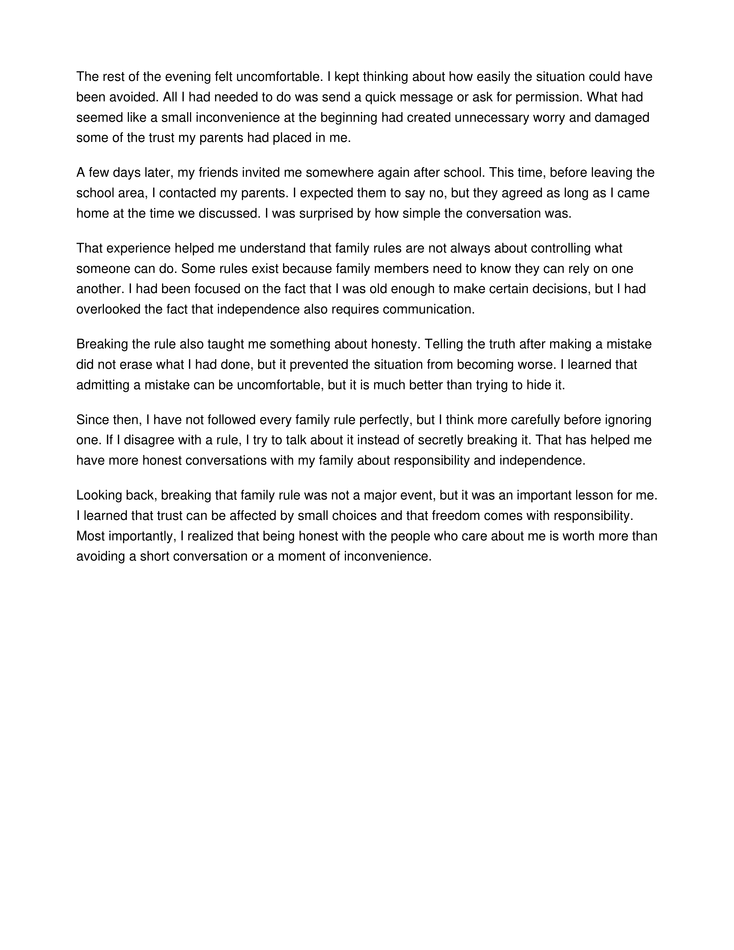 Breaking a Family Rule Personal Narrative — page 2