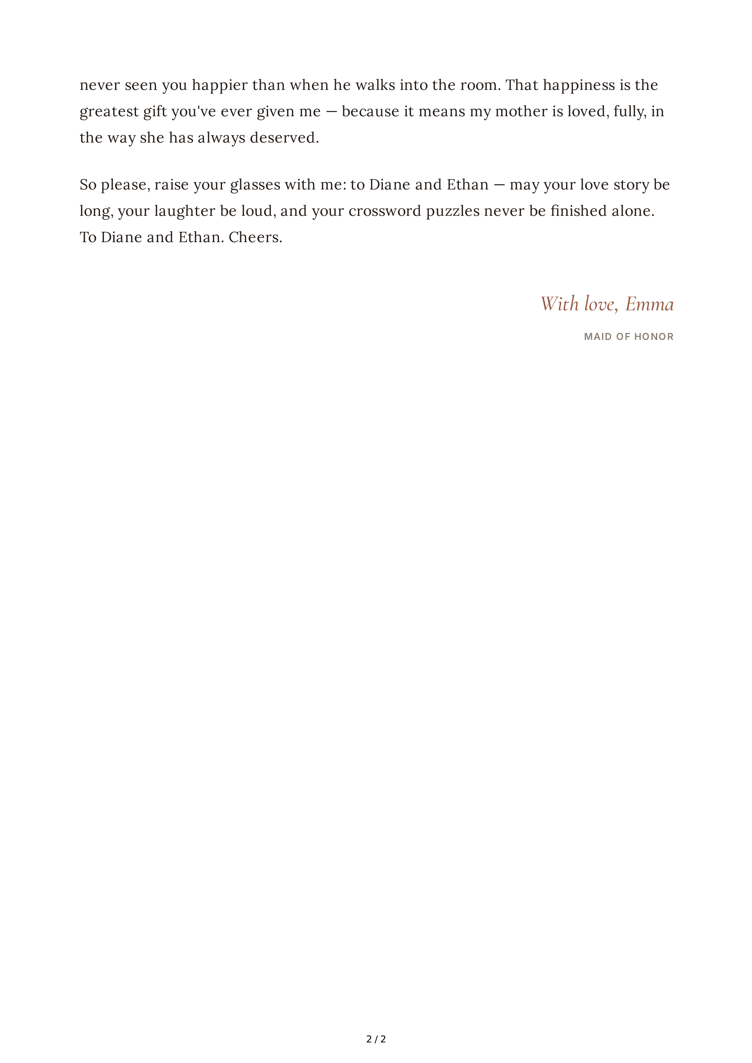 Bride's Daughter Maid of Honor Speech — page 2