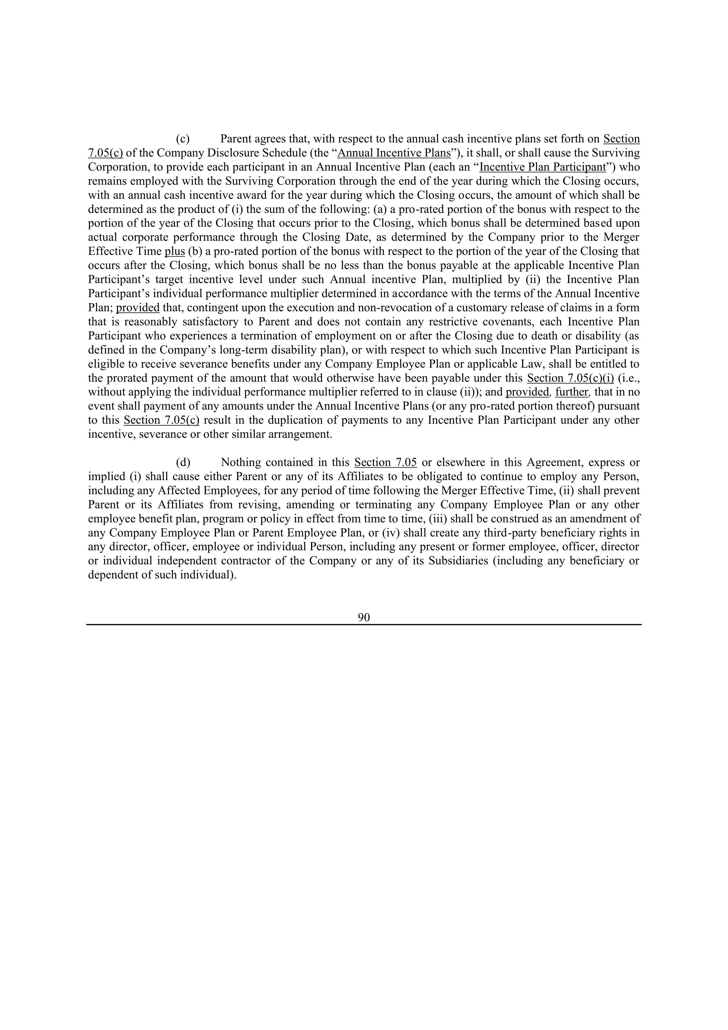 Bristol Myers Squibb Merger Agreement — page 100