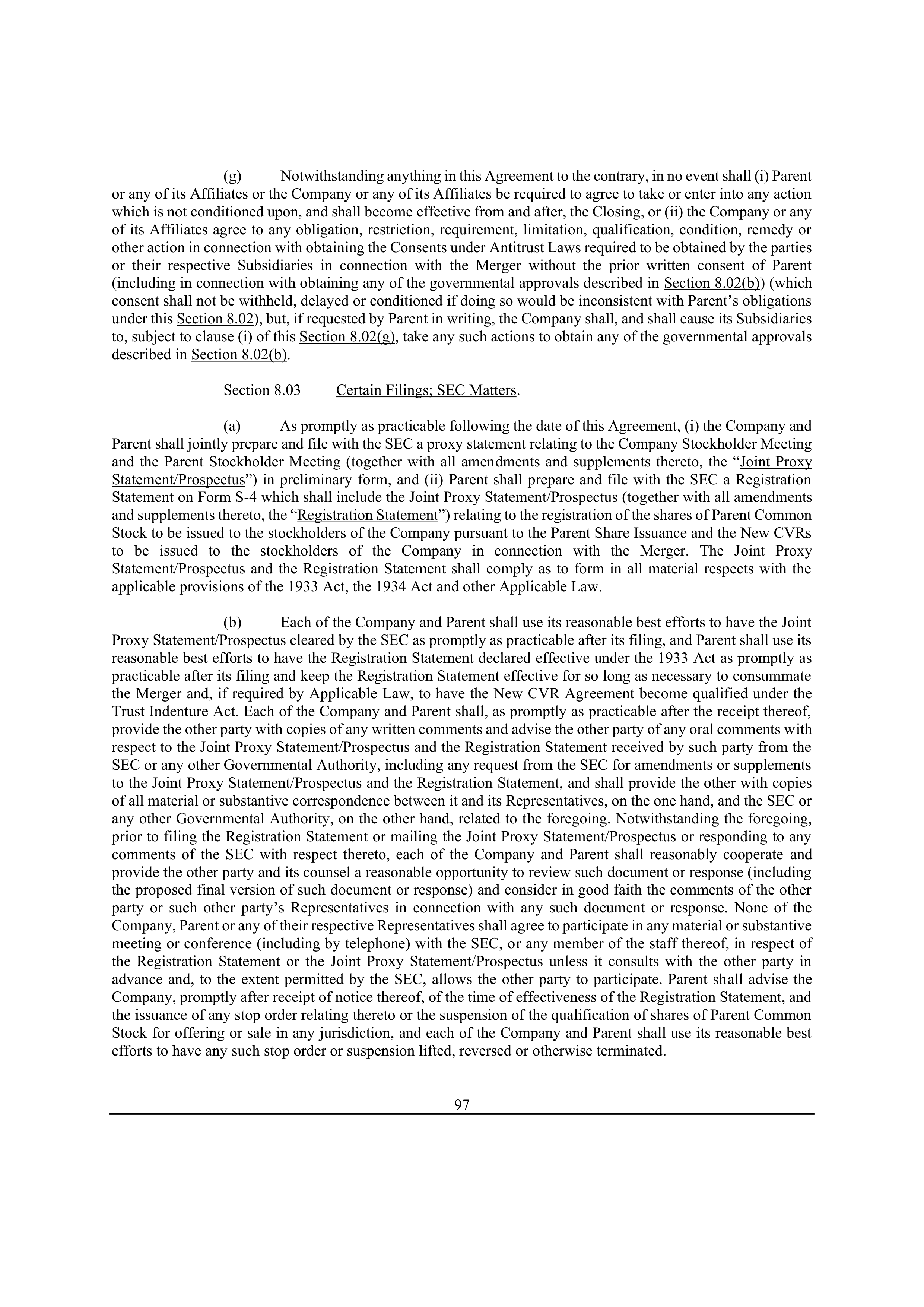 Bristol Myers Squibb Merger Agreement — page 107