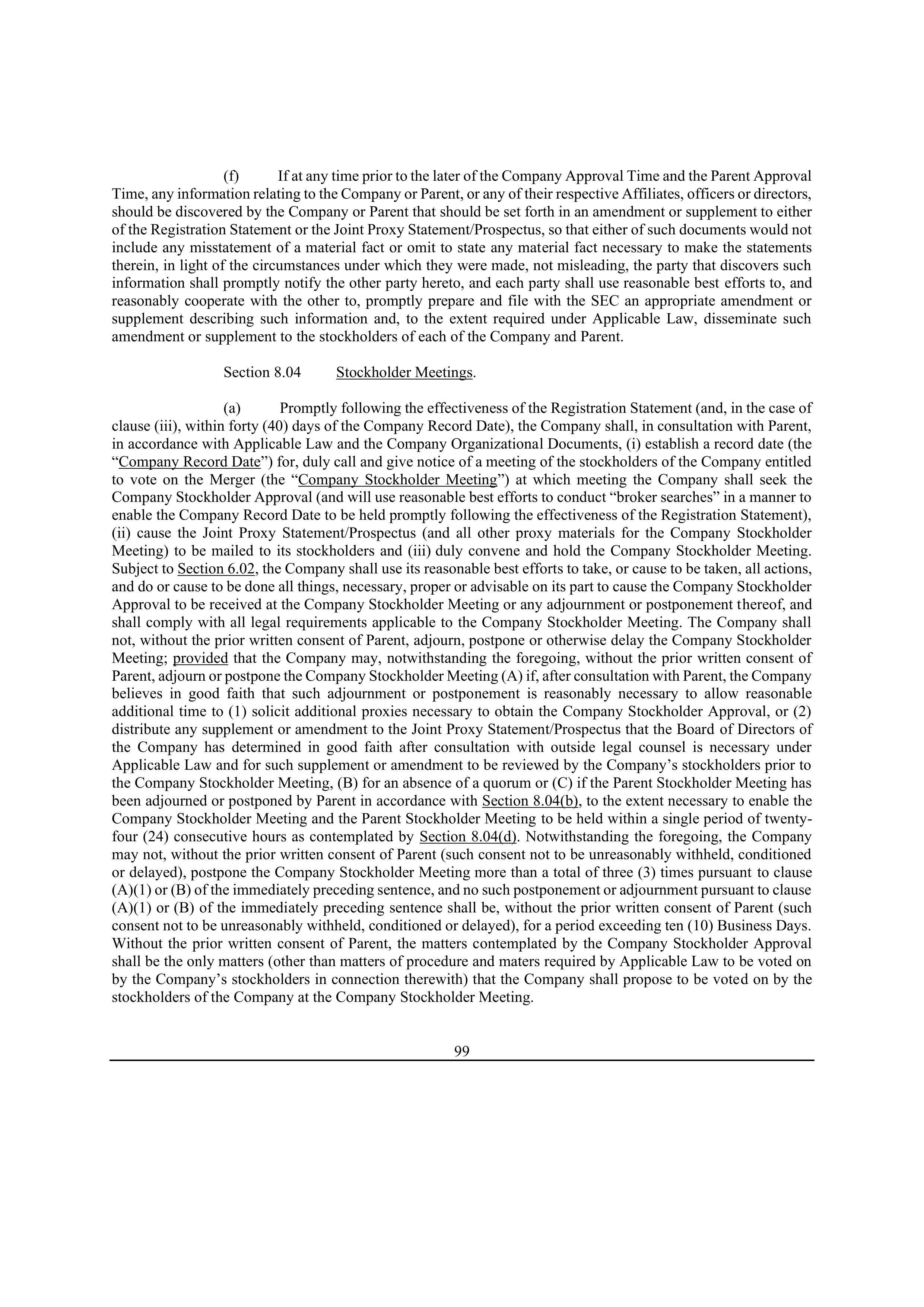 Bristol Myers Squibb Merger Agreement — page 109