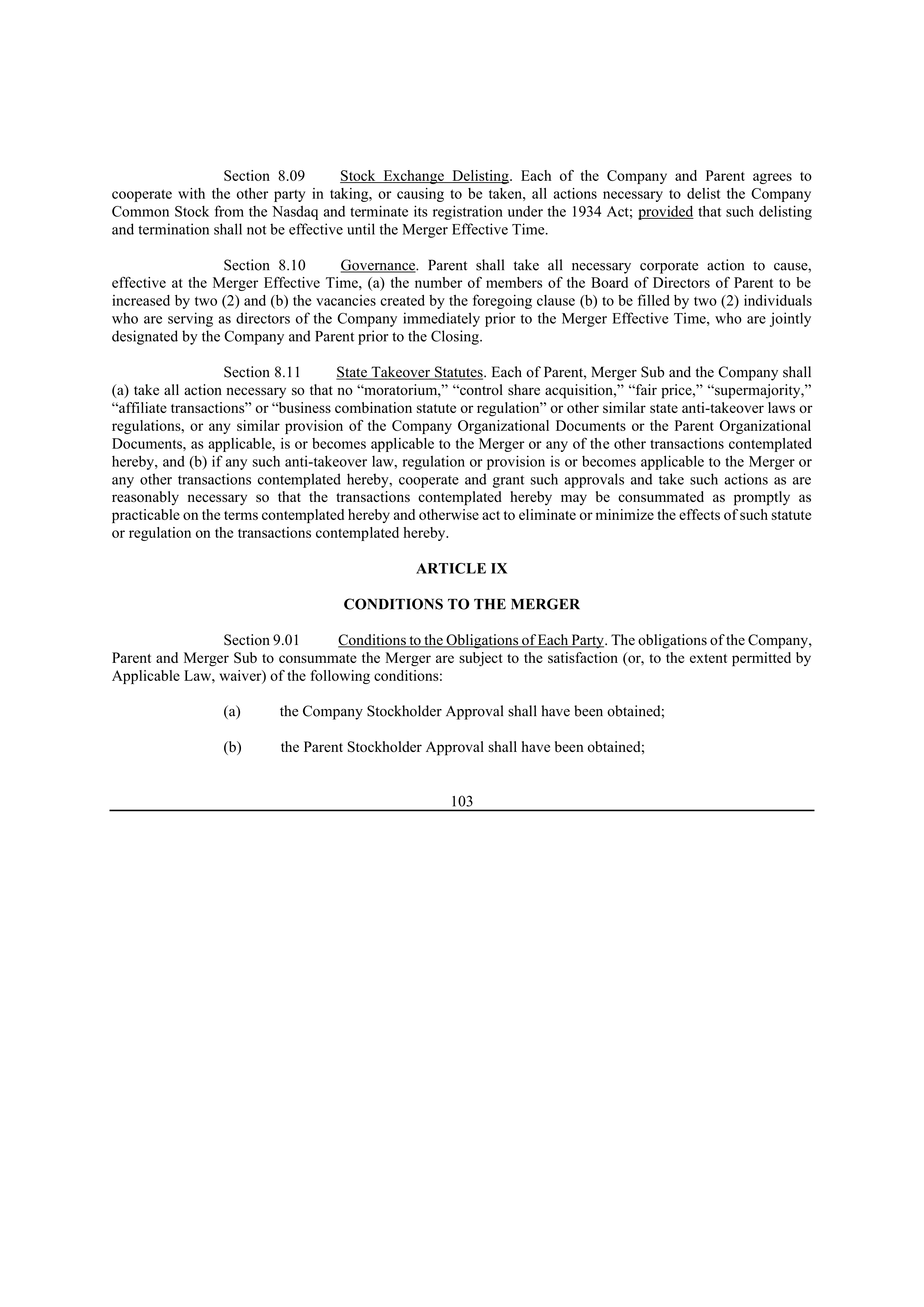 Bristol Myers Squibb Merger Agreement — page 113