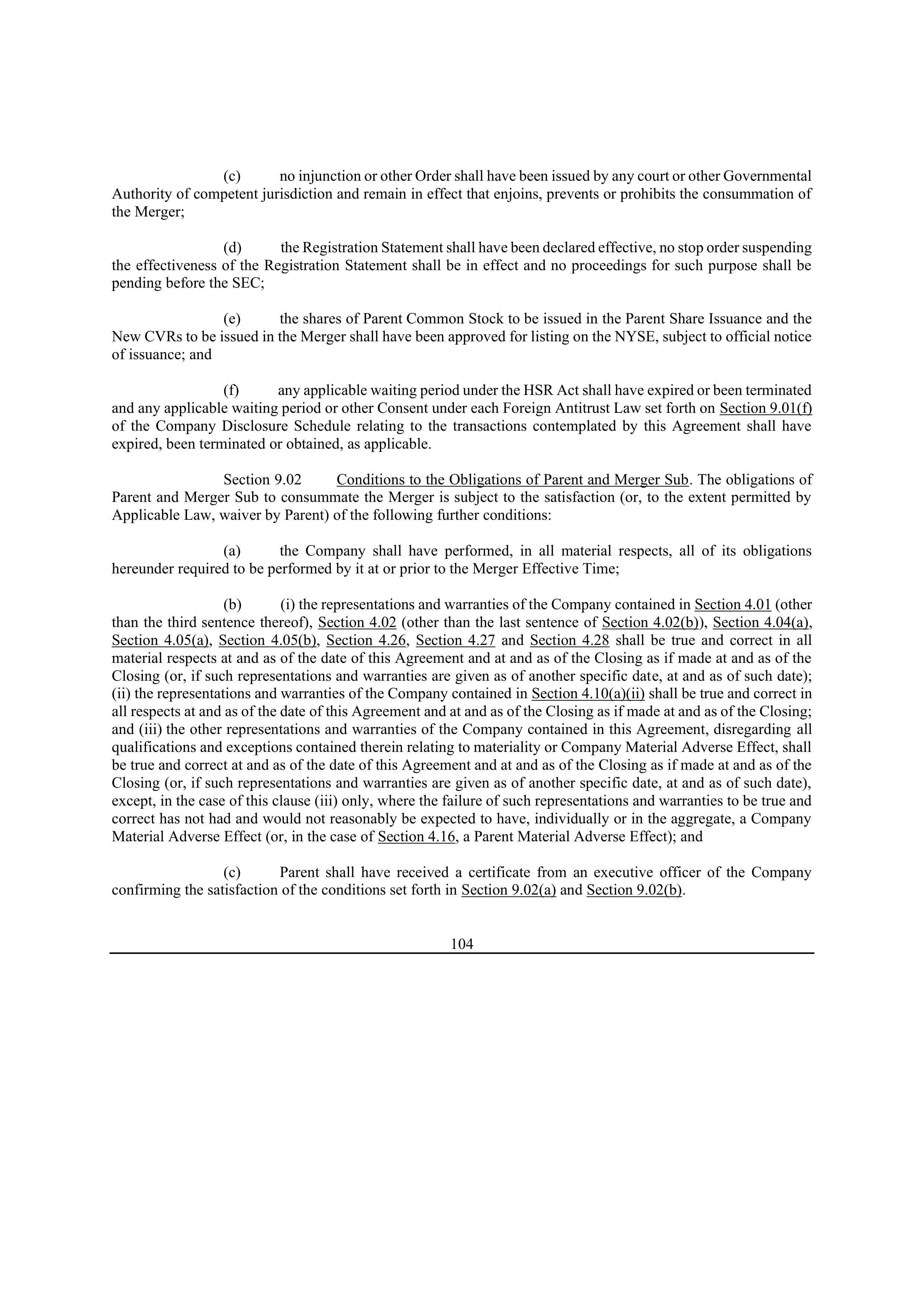 Bristol Myers Squibb Merger Agreement — page 114