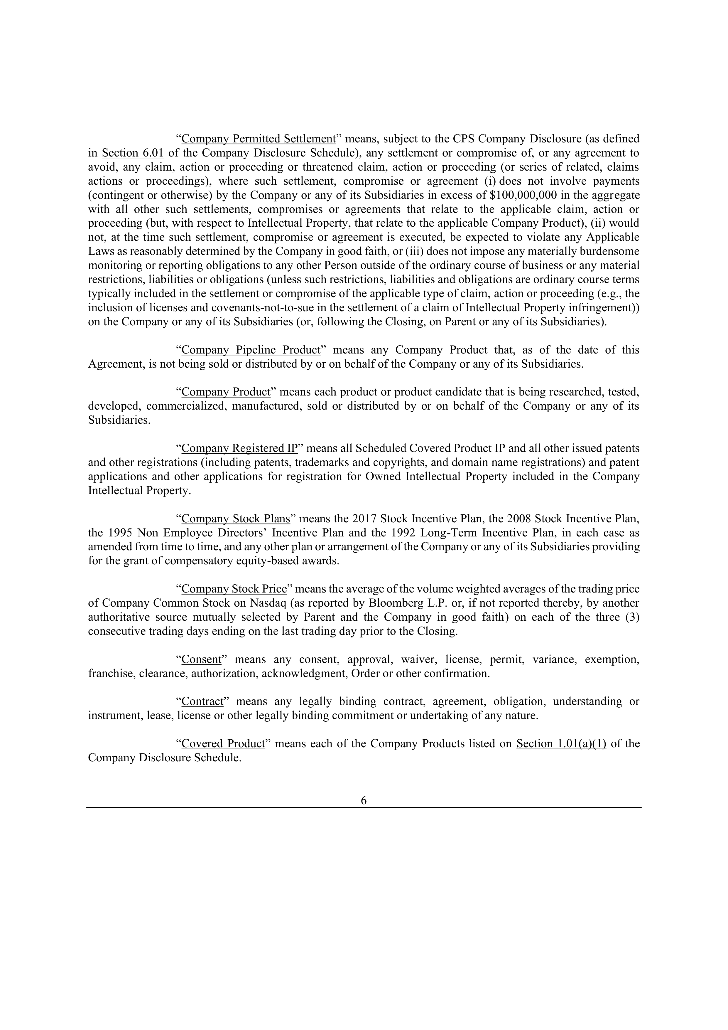 Bristol Myers Squibb Merger Agreement — page 12