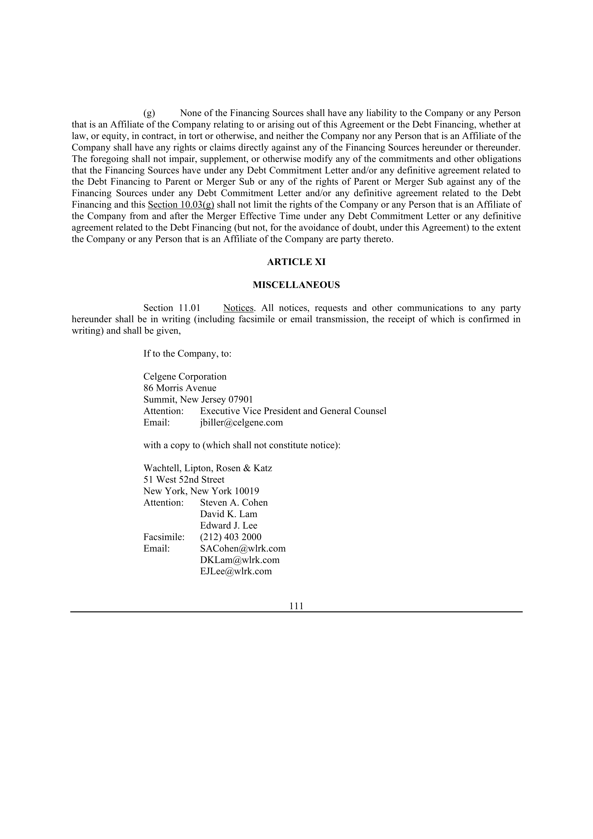 Bristol Myers Squibb Merger Agreement — page 122
