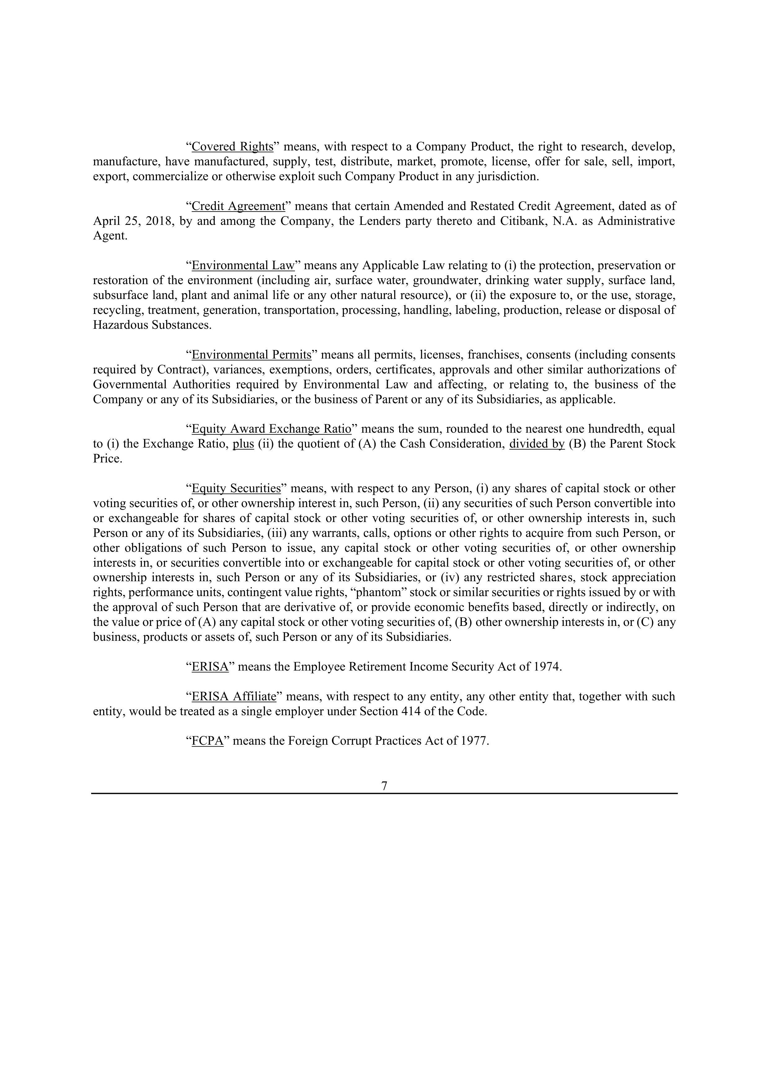 Bristol Myers Squibb Merger Agreement — page 13