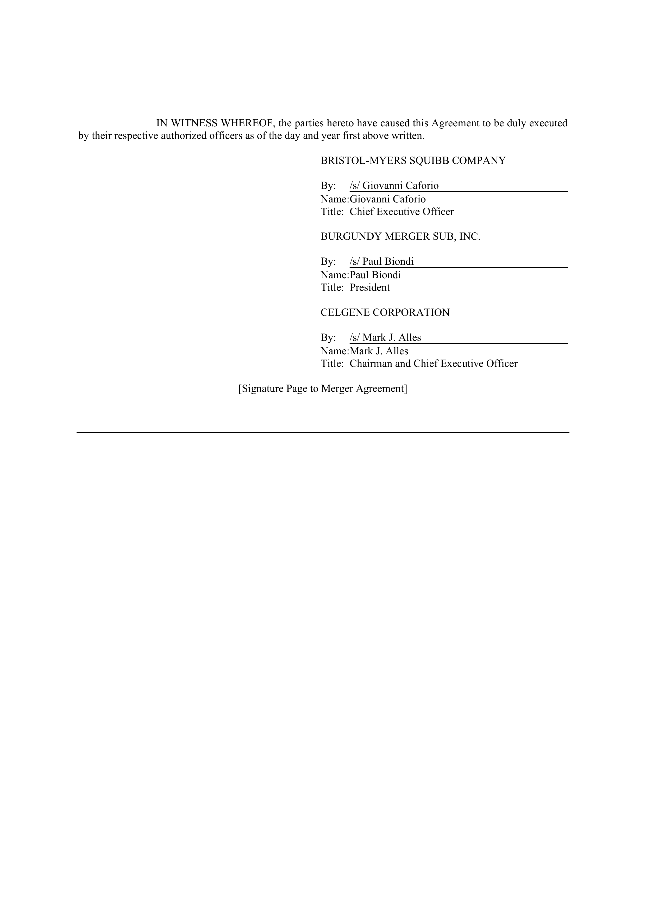 Bristol Myers Squibb Merger Agreement — page 130