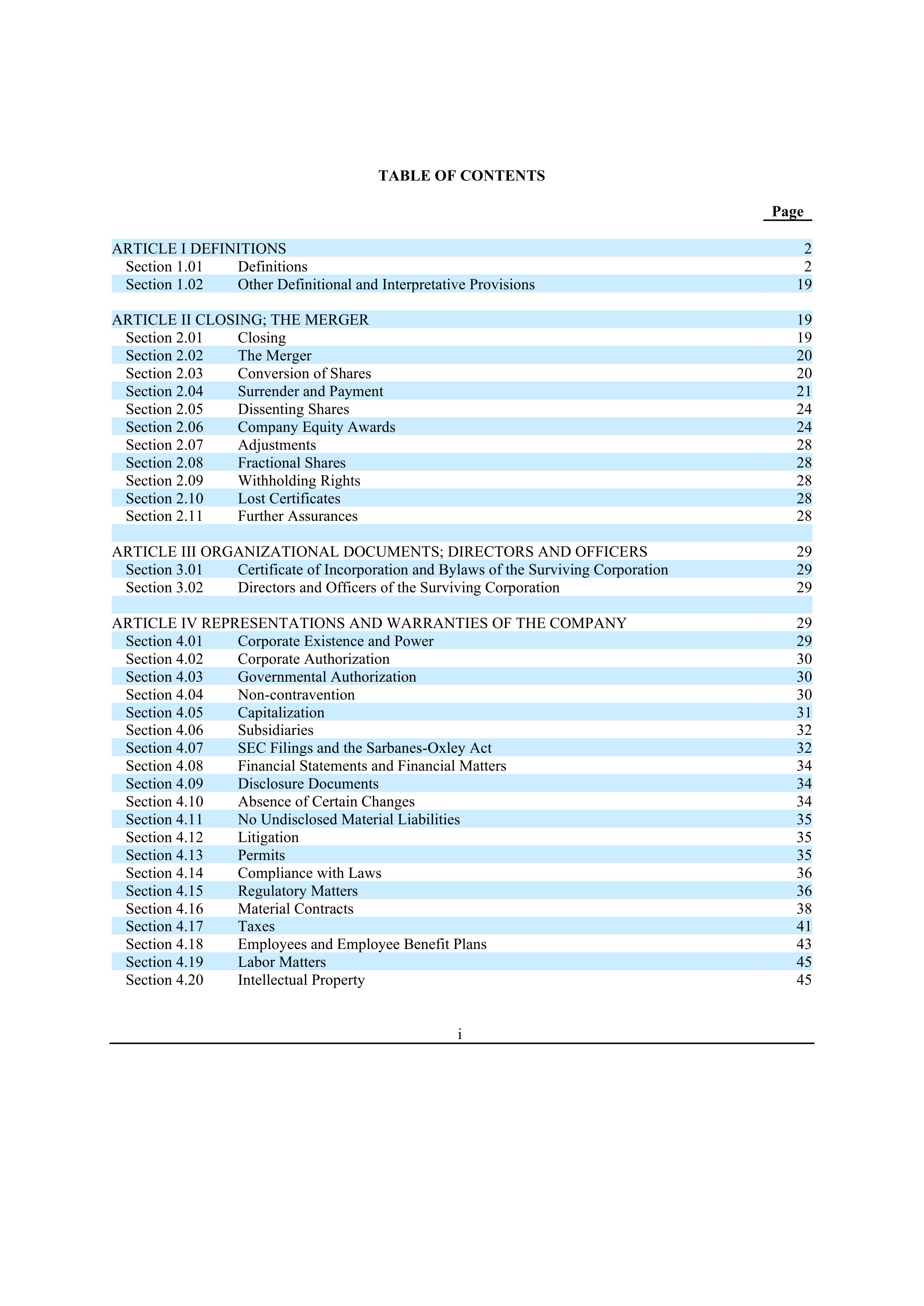 Bristol Myers Squibb Merger Agreement — page 2