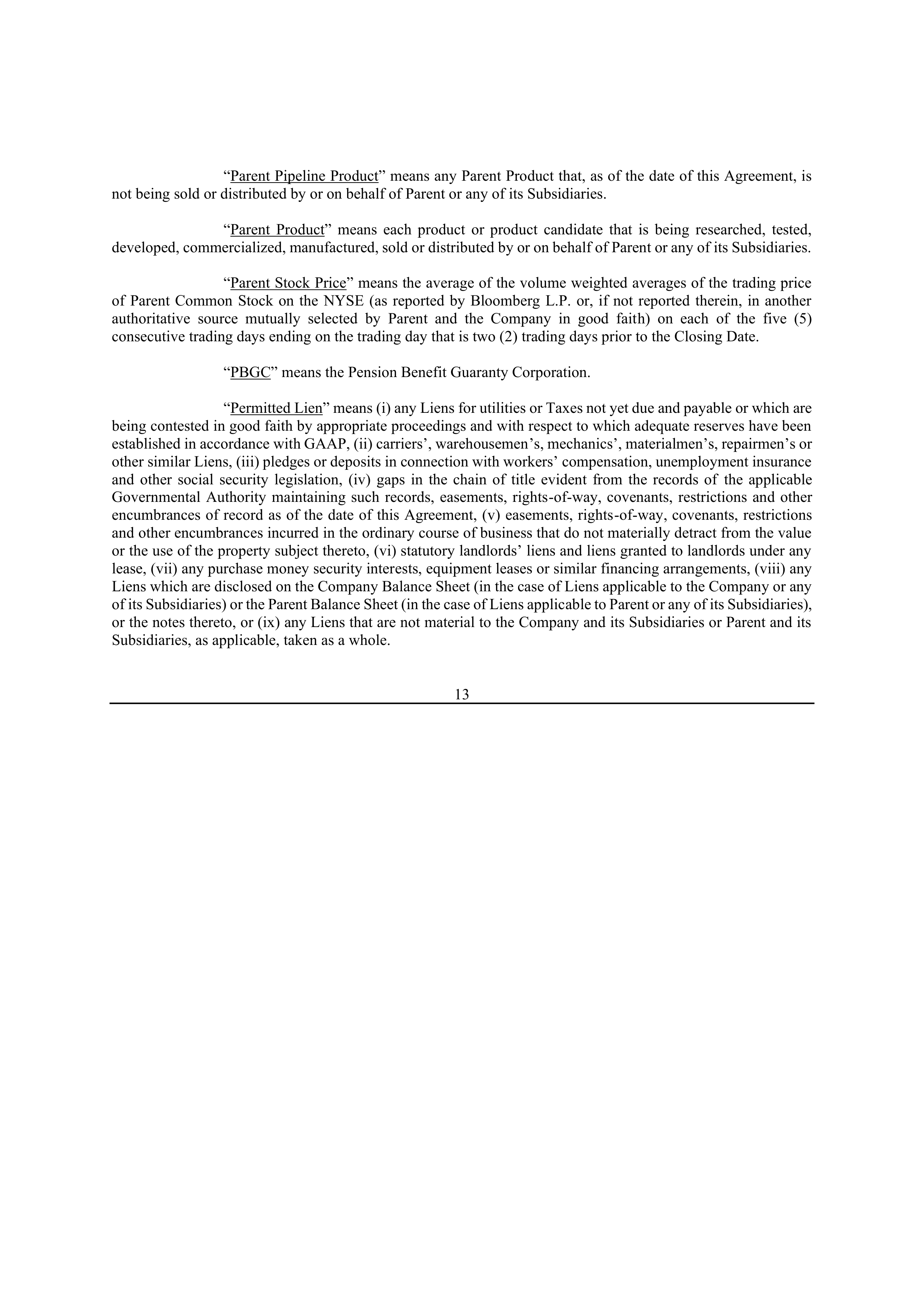 Bristol Myers Squibb Merger Agreement — page 20