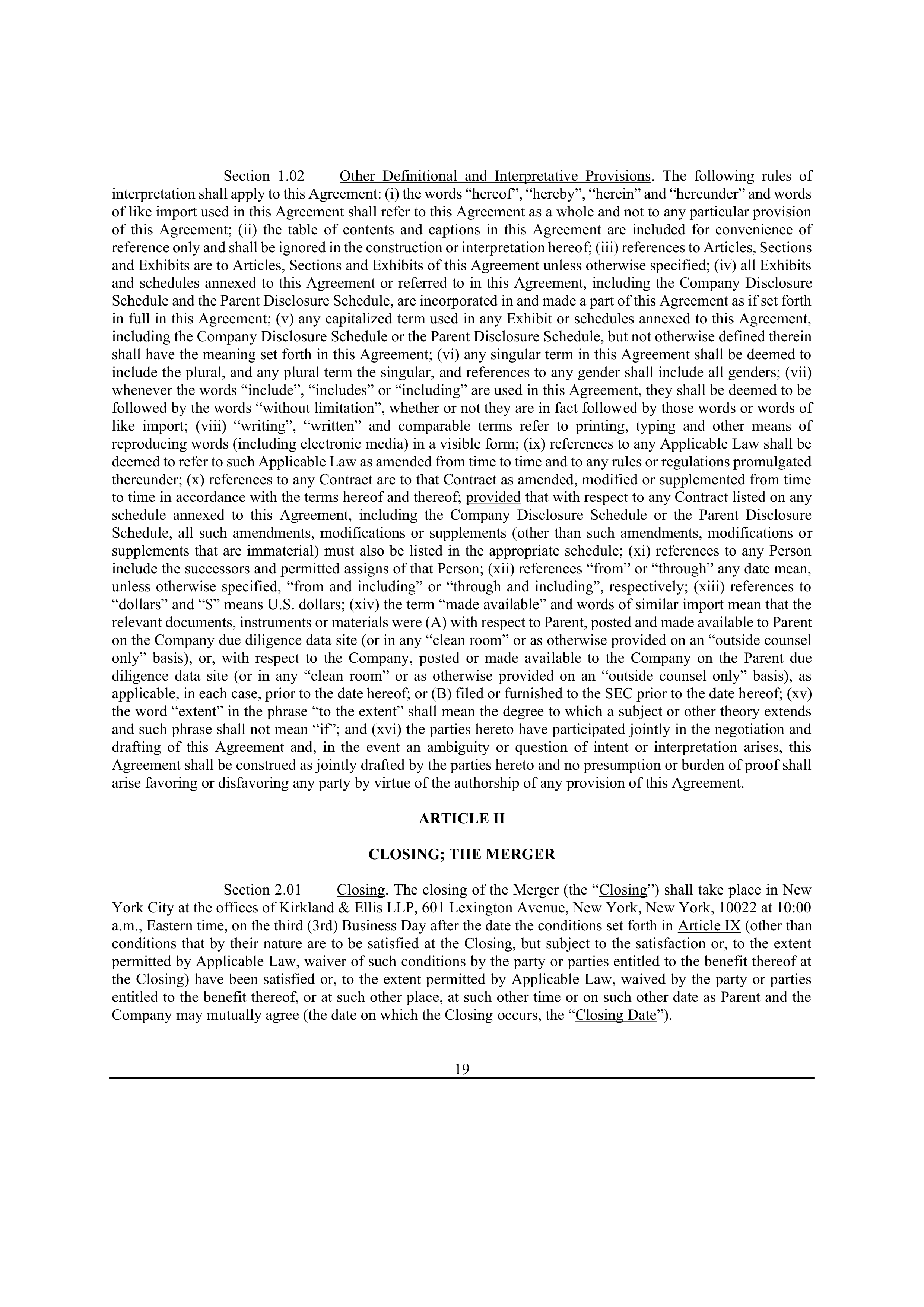 Bristol Myers Squibb Merger Agreement — page 26