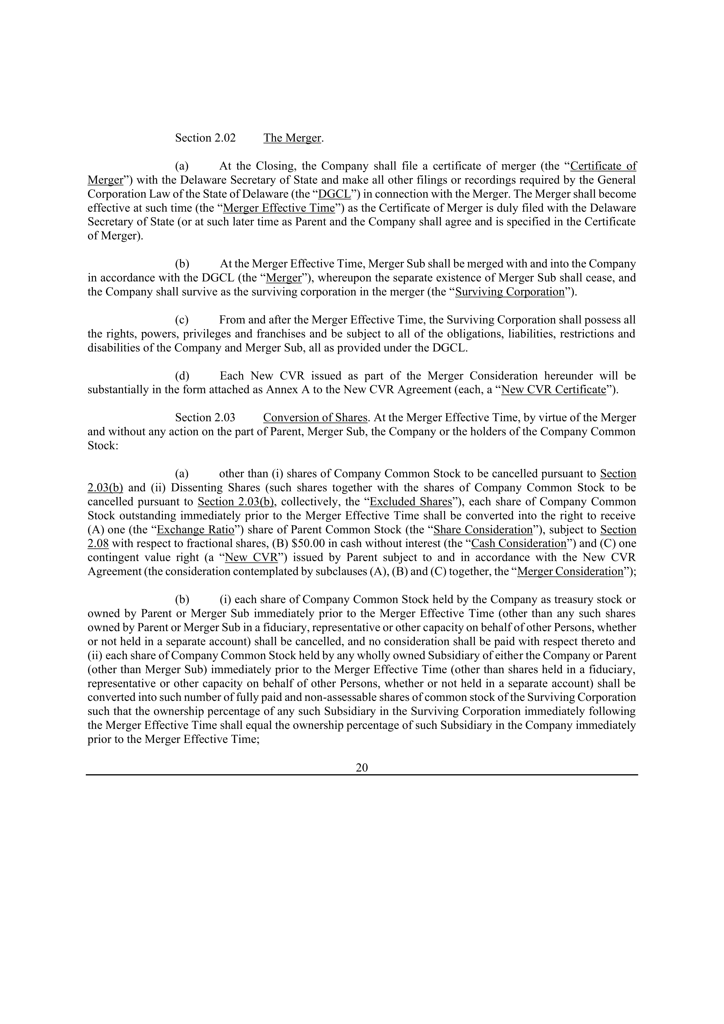 Bristol Myers Squibb Merger Agreement — page 27