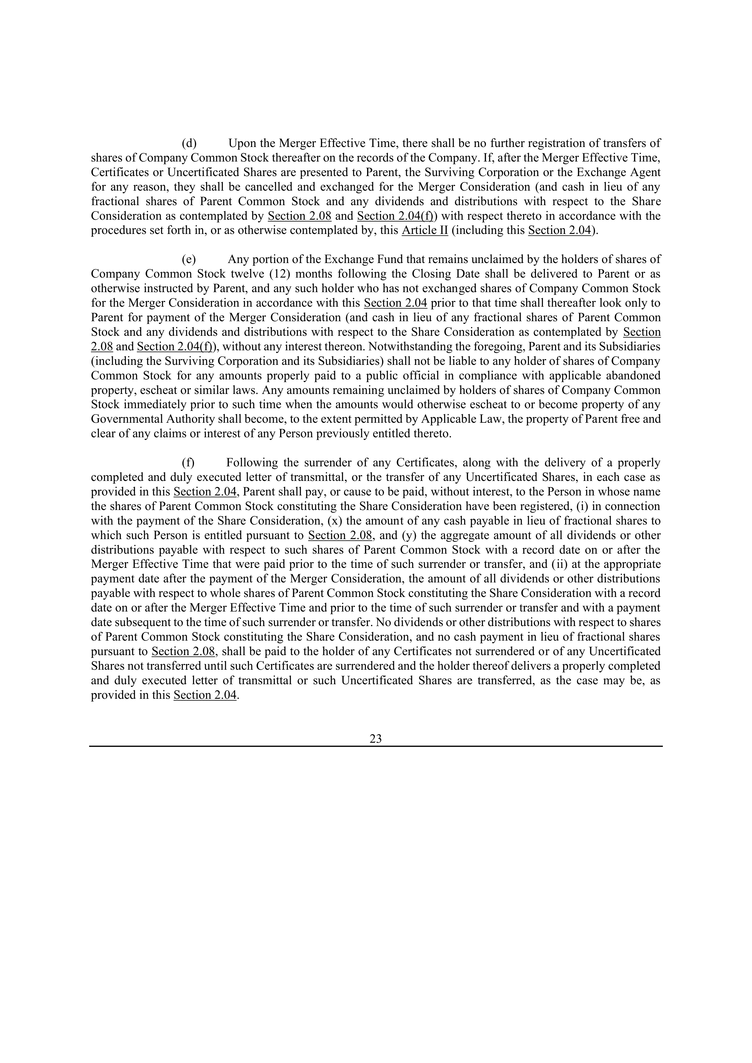 Bristol Myers Squibb Merger Agreement — page 30