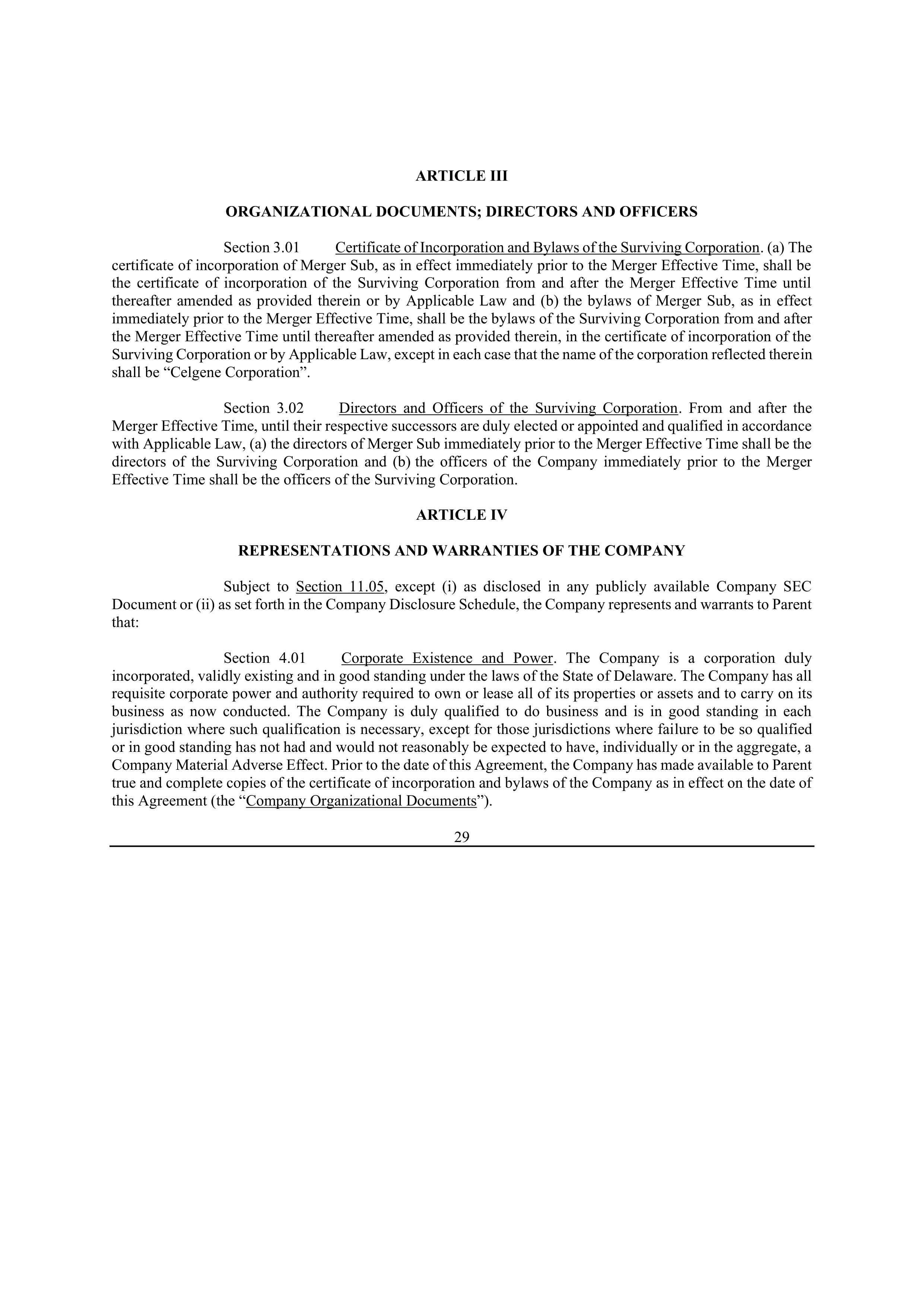 Bristol Myers Squibb Merger Agreement — page 36
