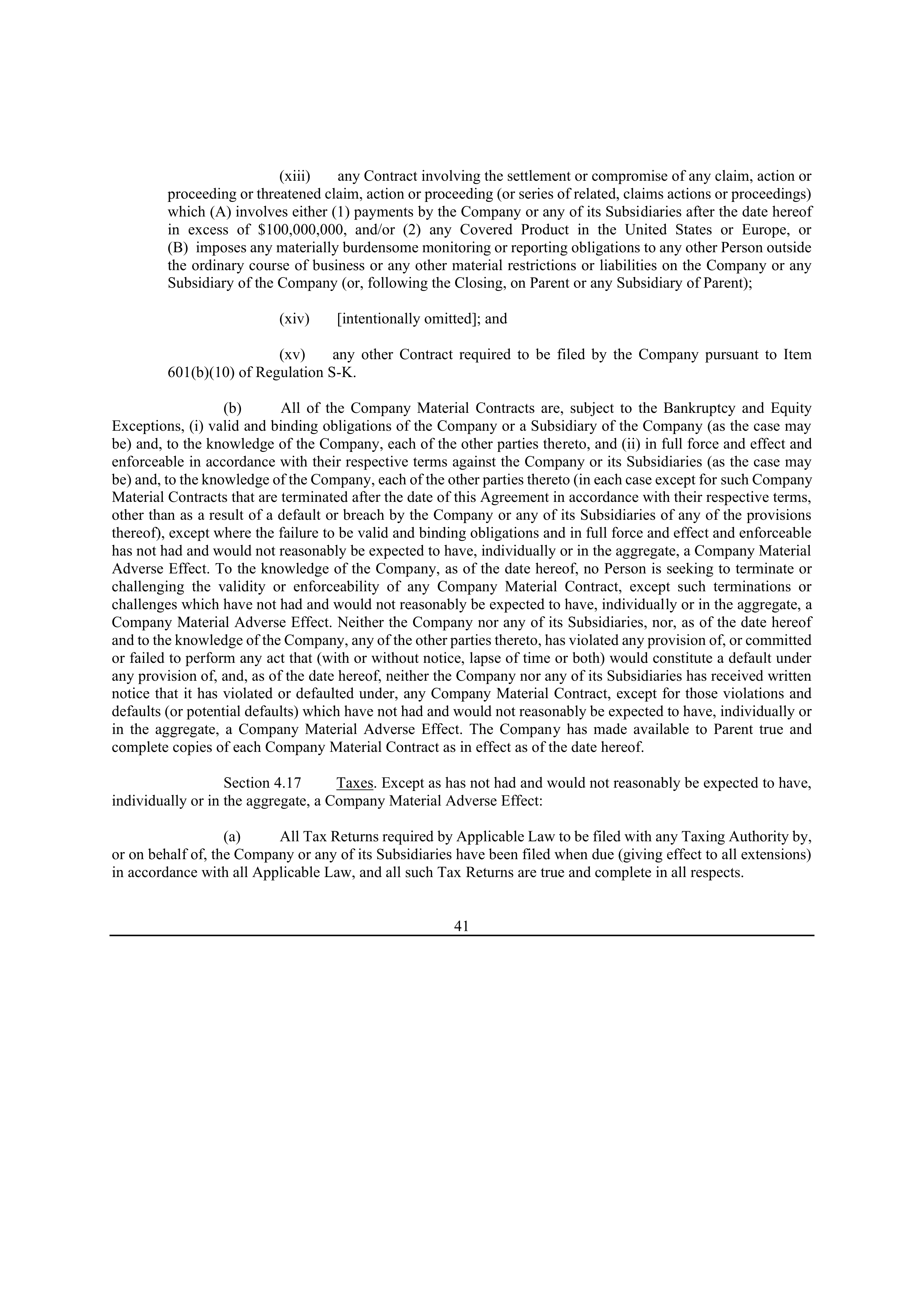Bristol Myers Squibb Merger Agreement — page 48