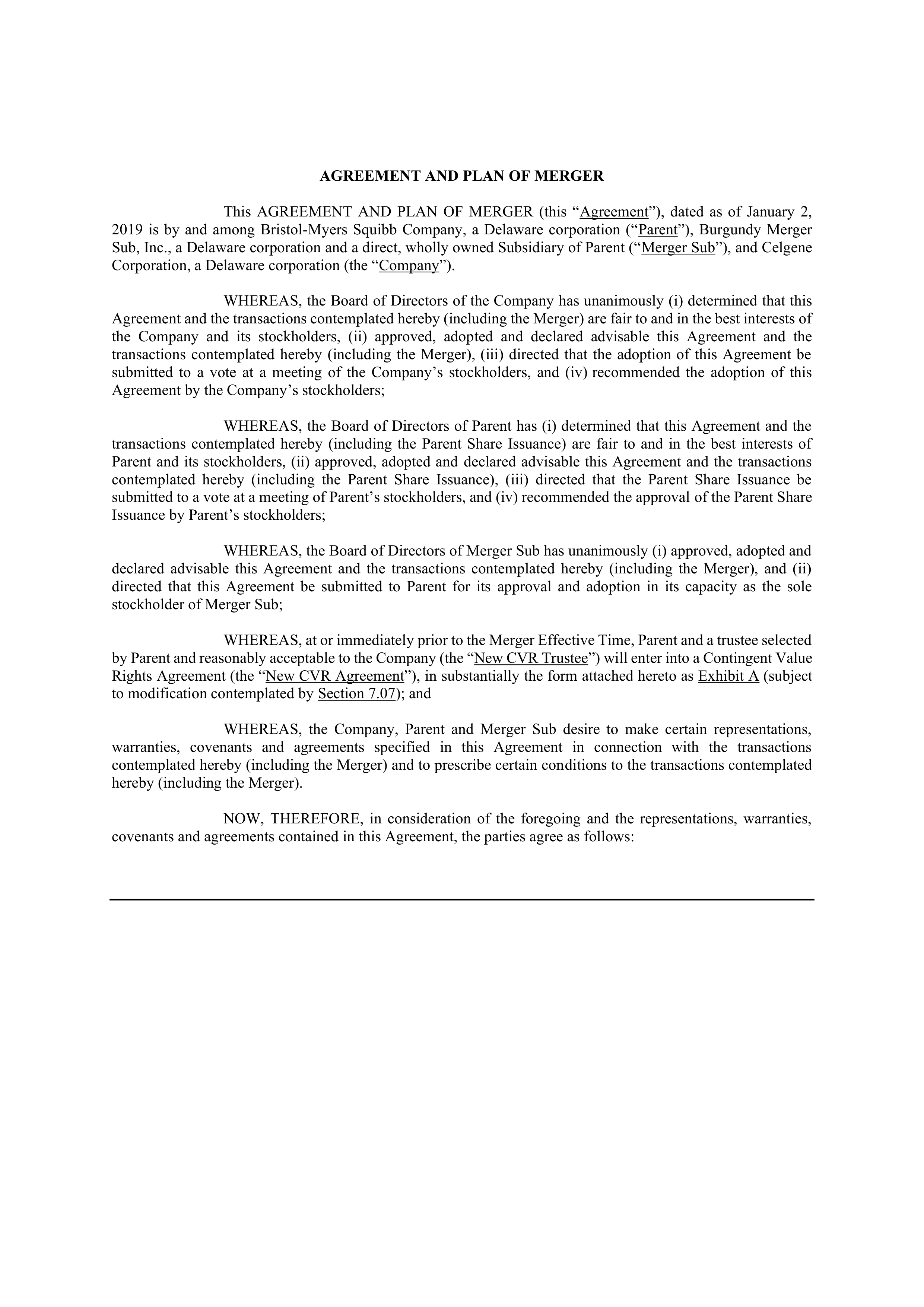 Bristol Myers Squibb Merger Agreement — page 6