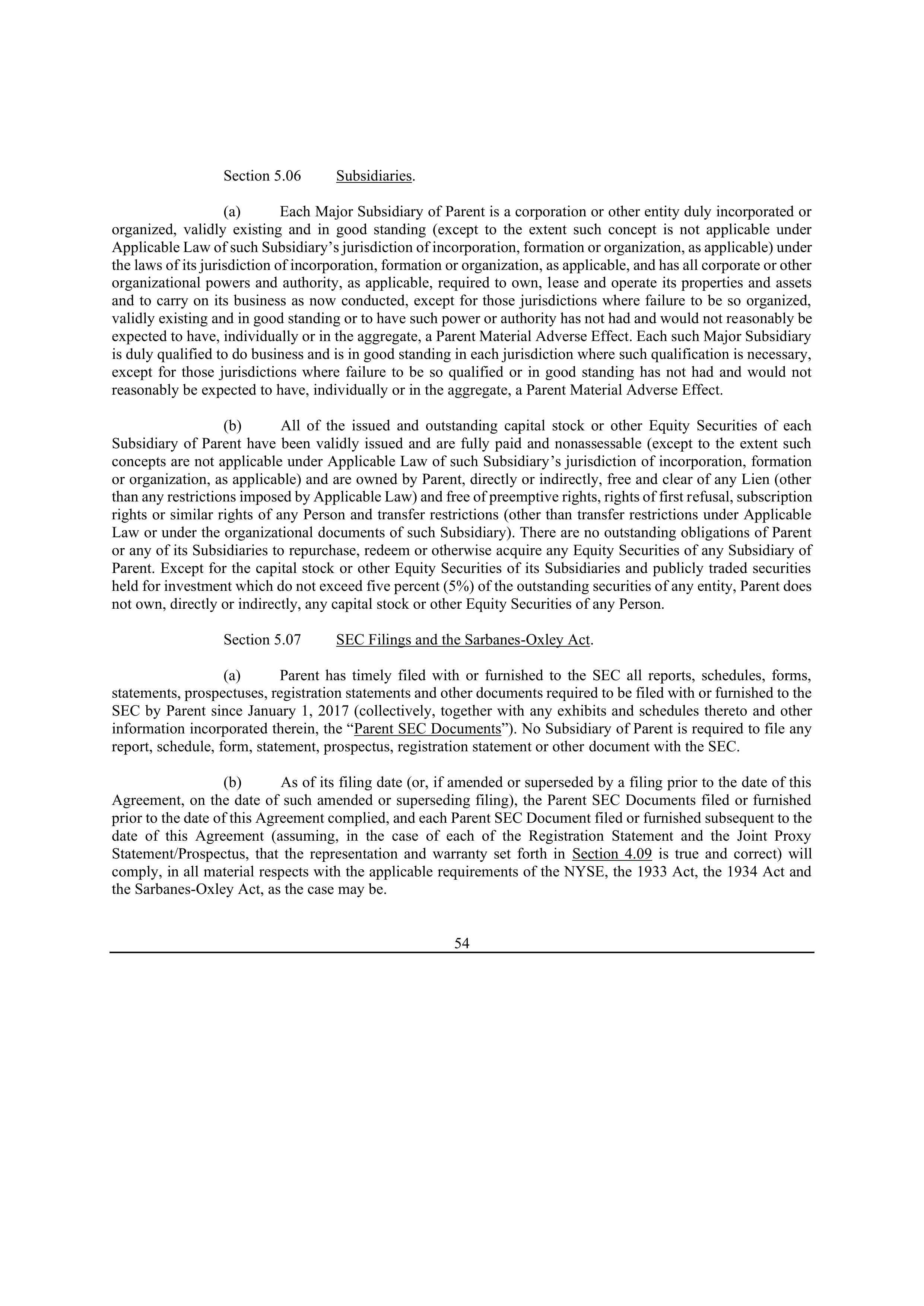 Bristol Myers Squibb Merger Agreement — page 61