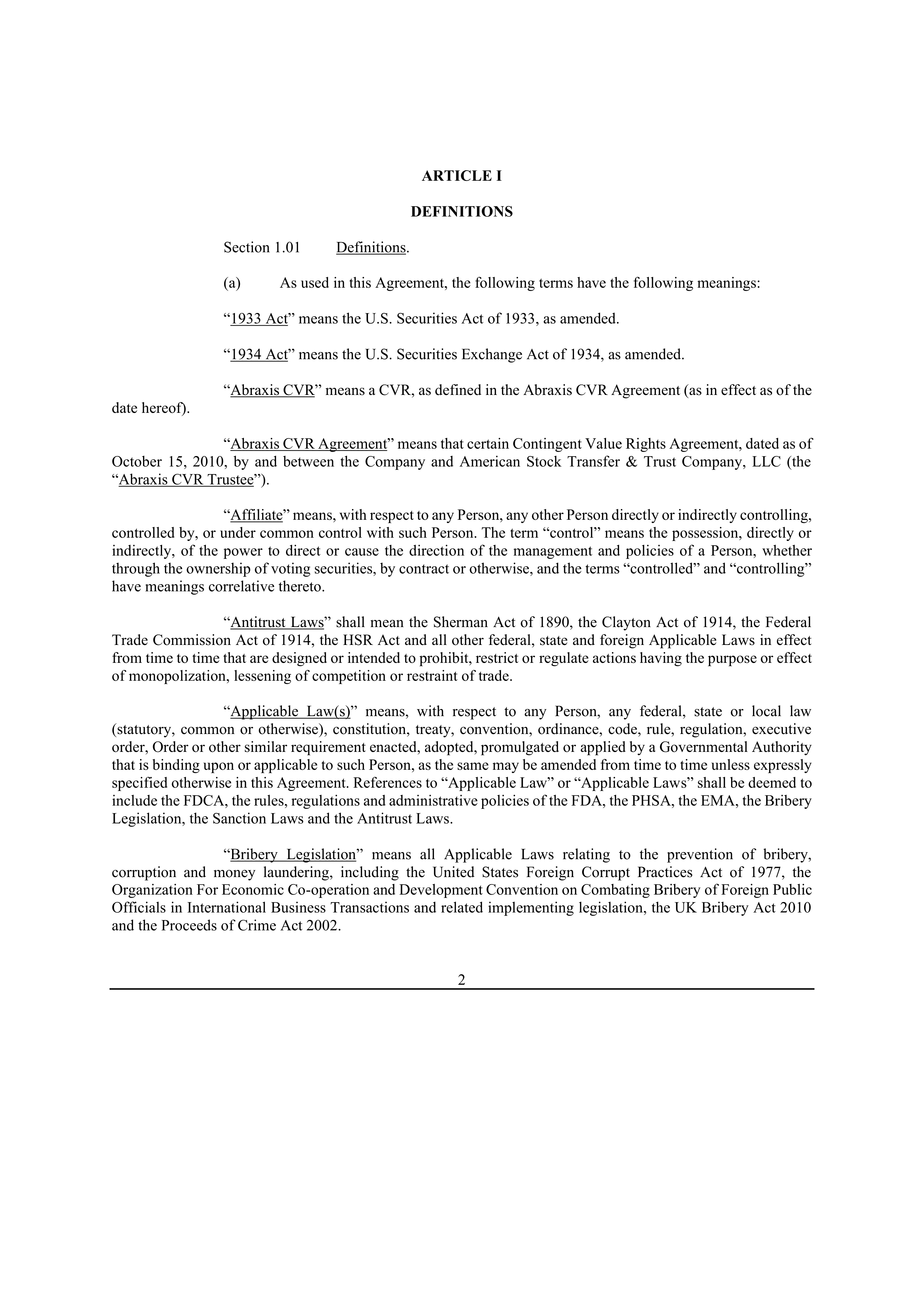 Bristol Myers Squibb Merger Agreement — page 7