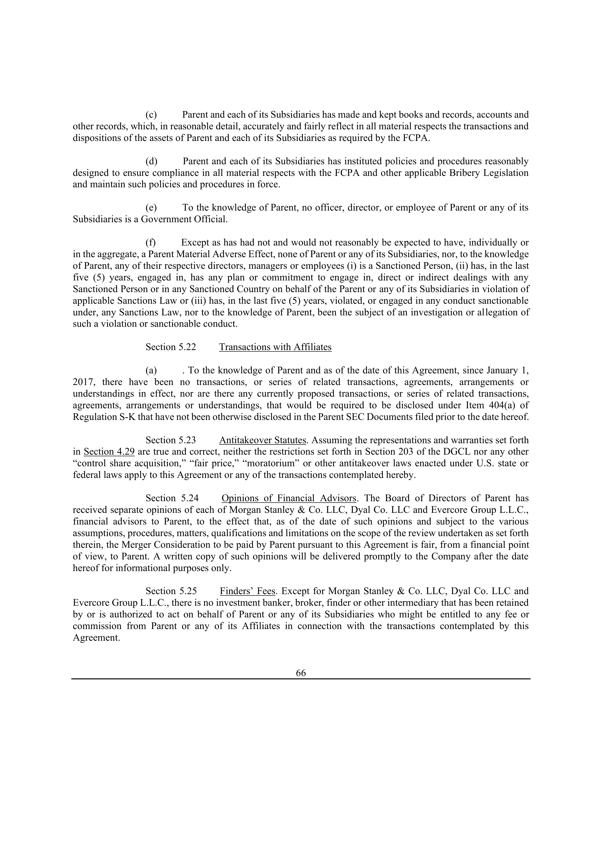 Bristol Myers Squibb Merger Agreement — page 73