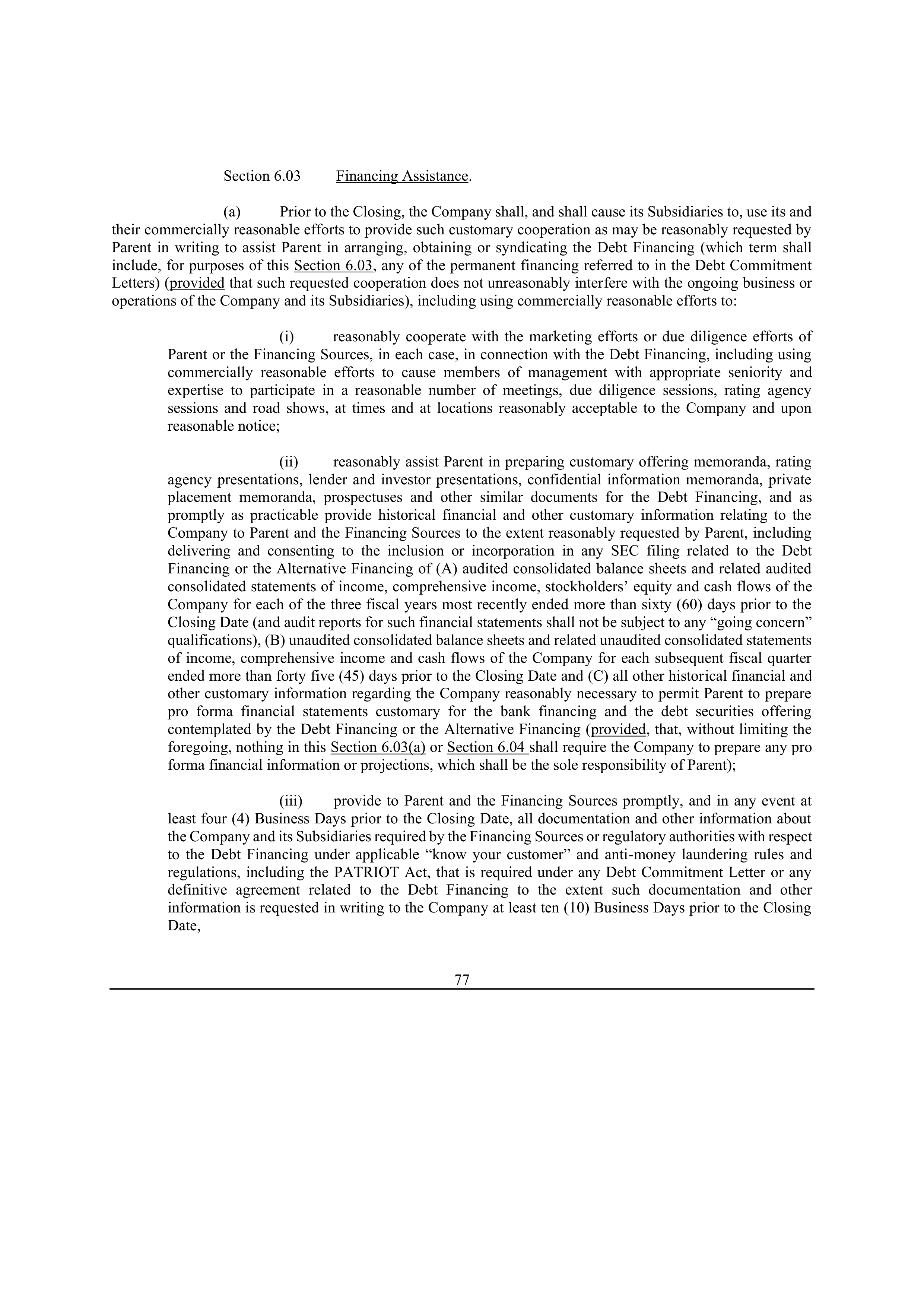 Bristol Myers Squibb Merger Agreement — page 85