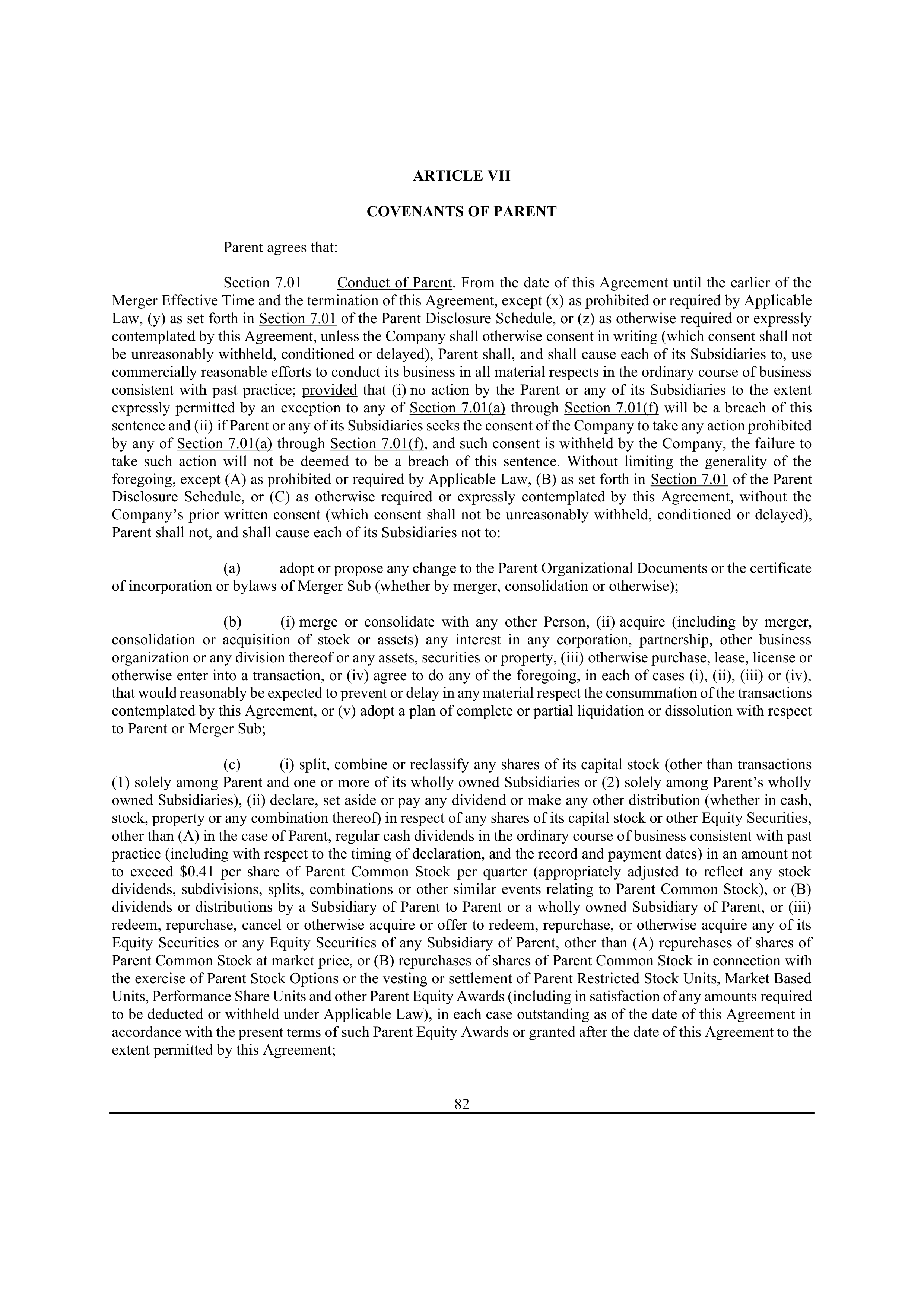 Bristol Myers Squibb Merger Agreement — page 91