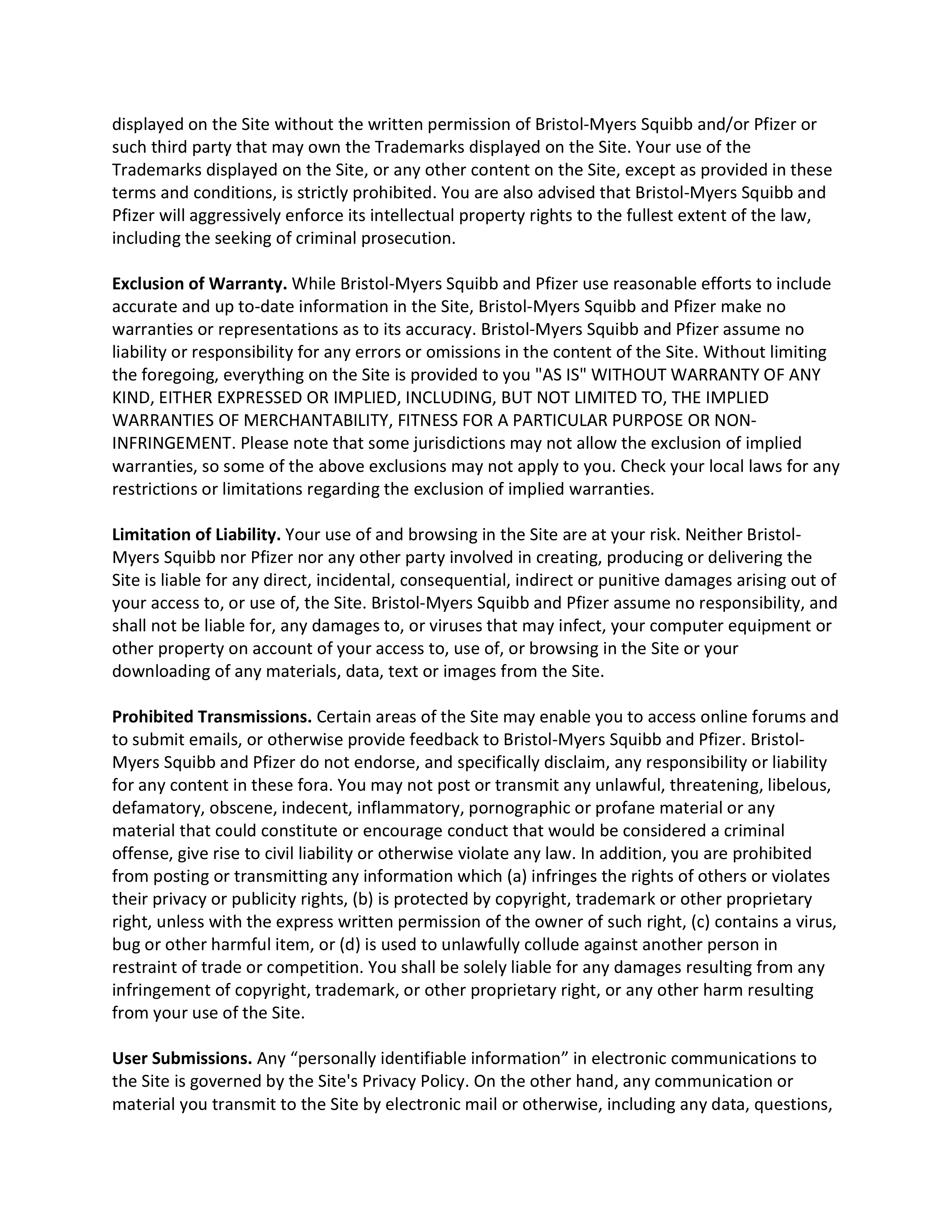Bristol Myers Squibb Pfizer Legal Notice — page 2