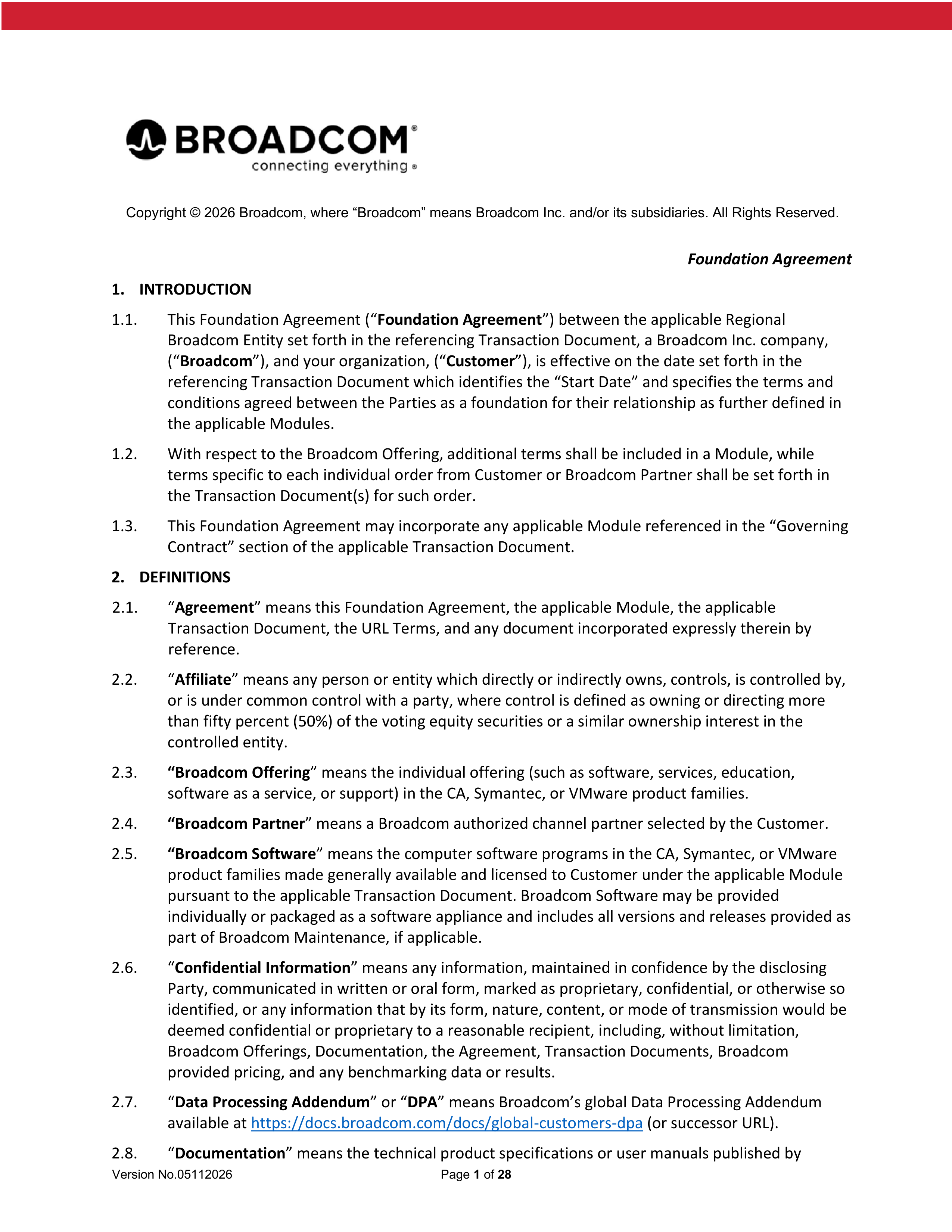 Broadcom End User Agreement — page 1