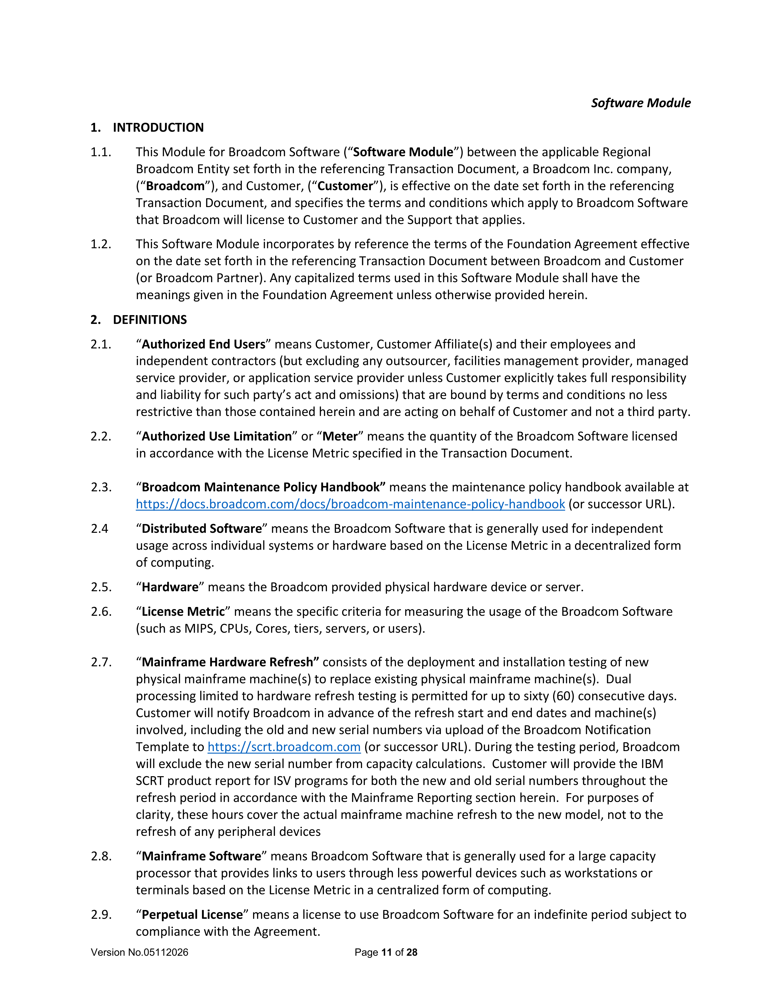 Broadcom End User Agreement — page 11