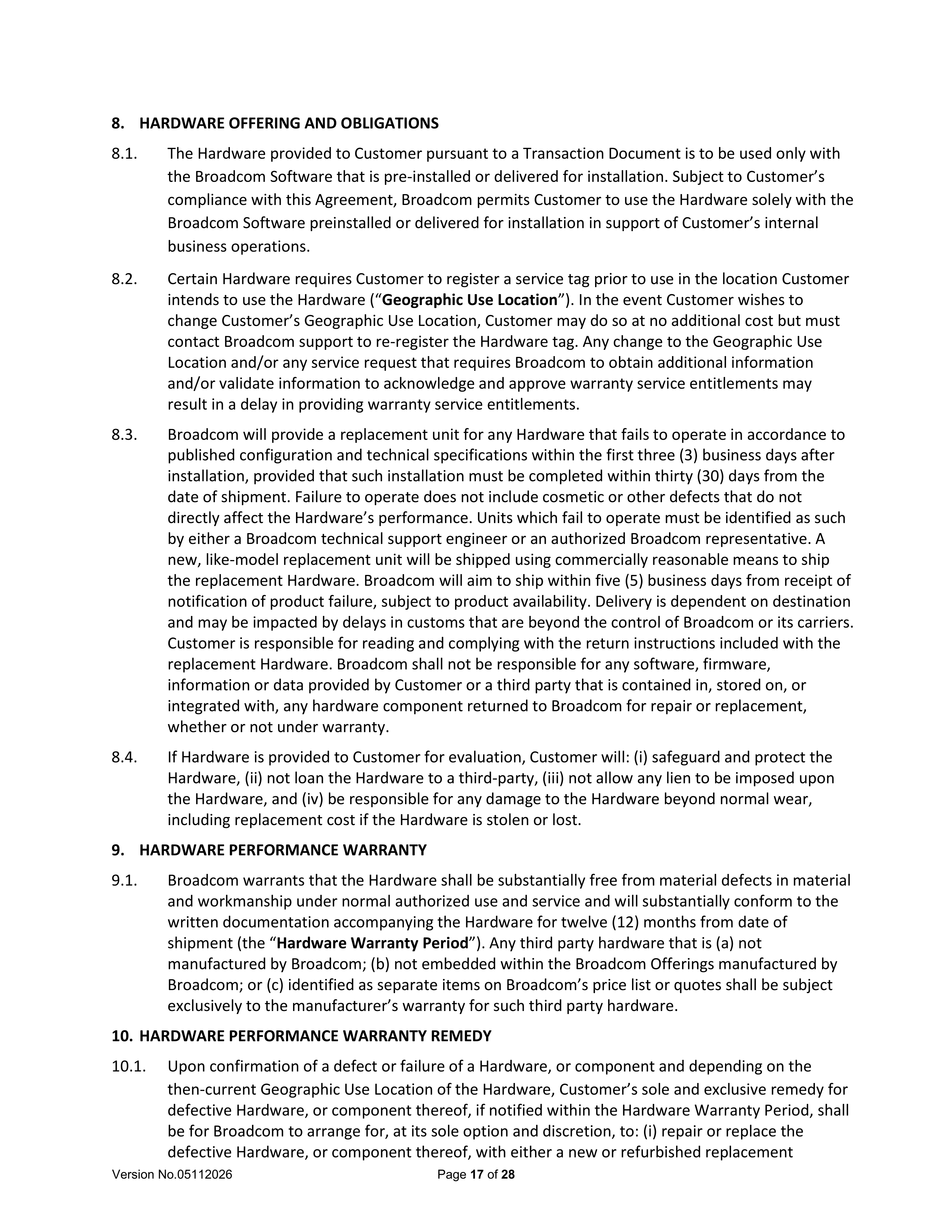 Broadcom End User Agreement — page 17