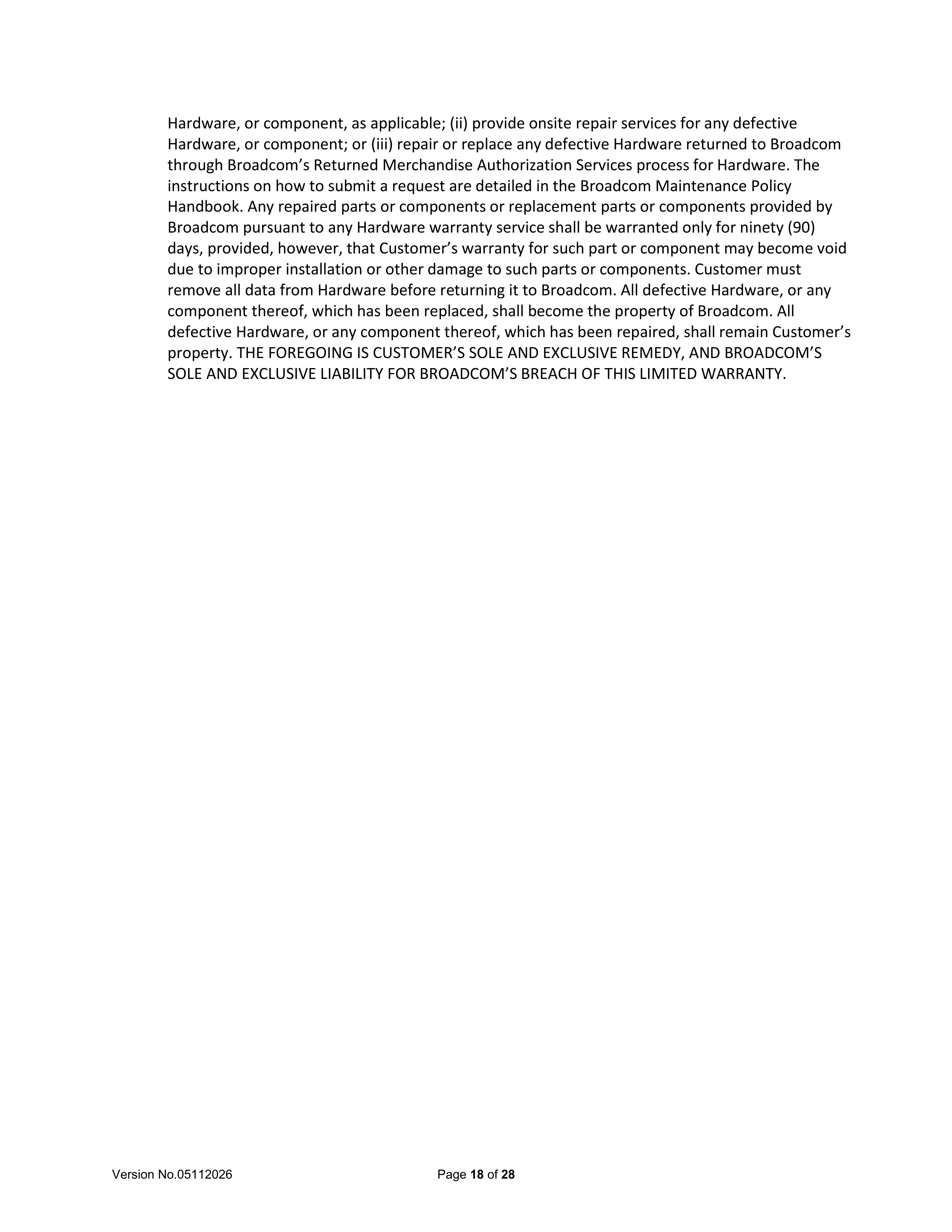 Broadcom End User Agreement — page 18