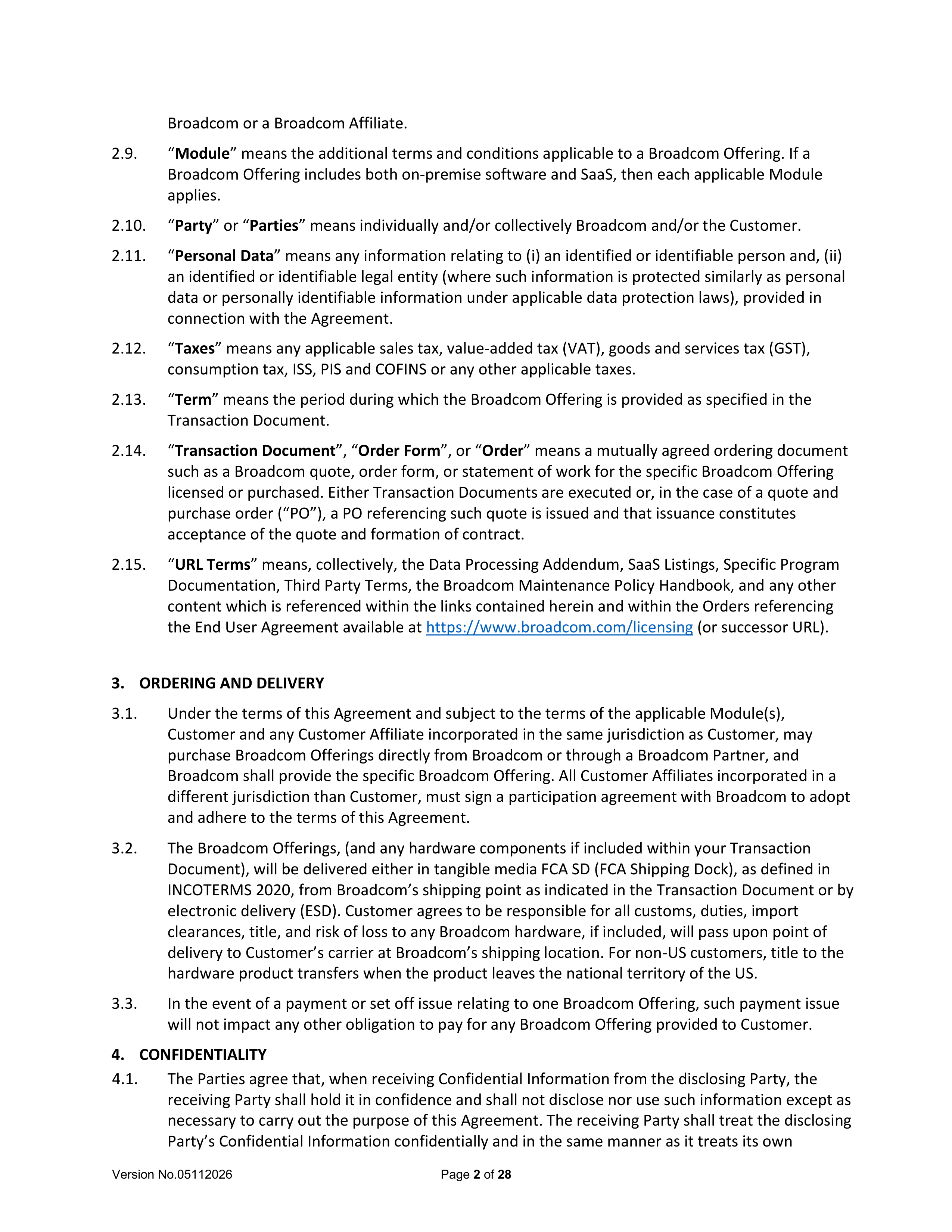 Broadcom End User Agreement — page 2