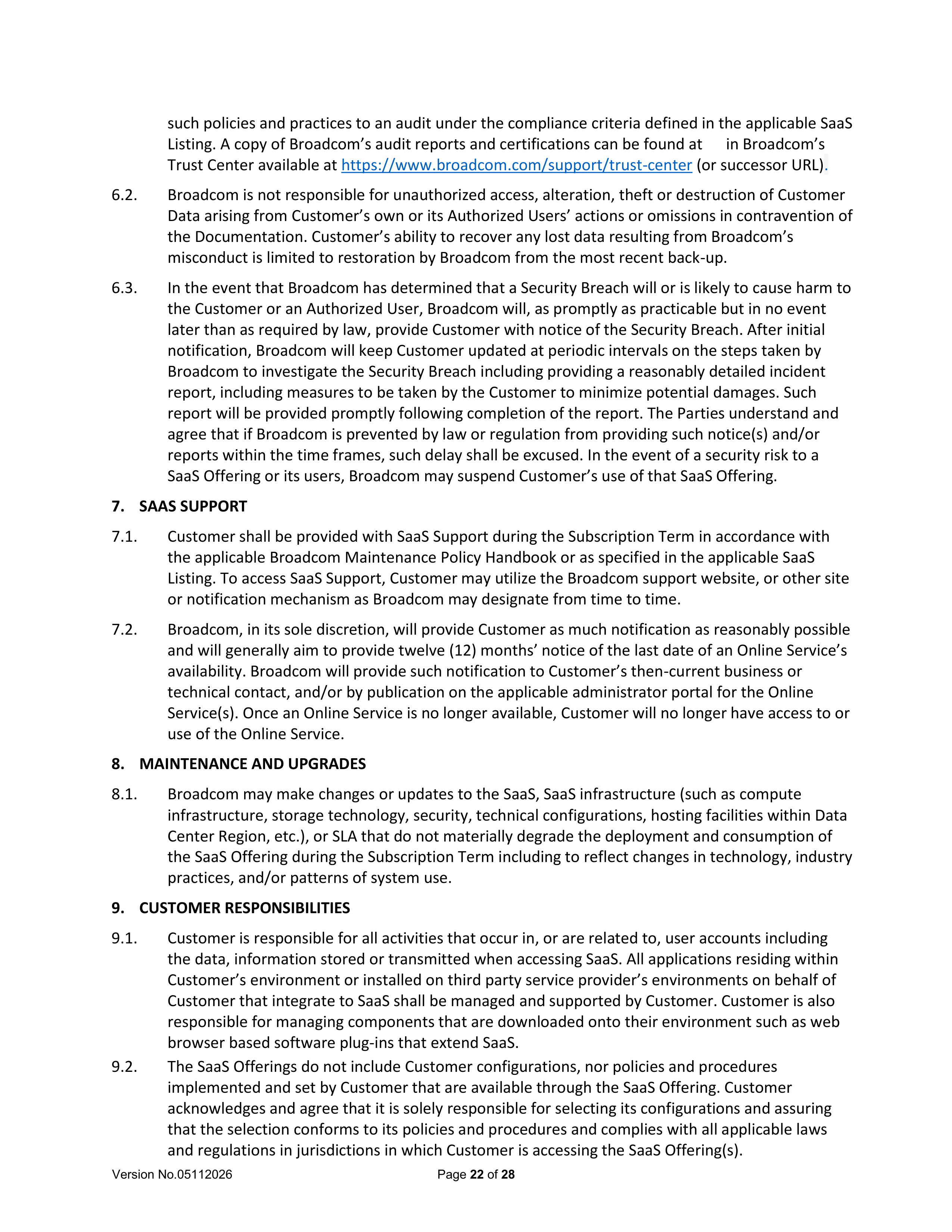 Broadcom End User Agreement — page 22