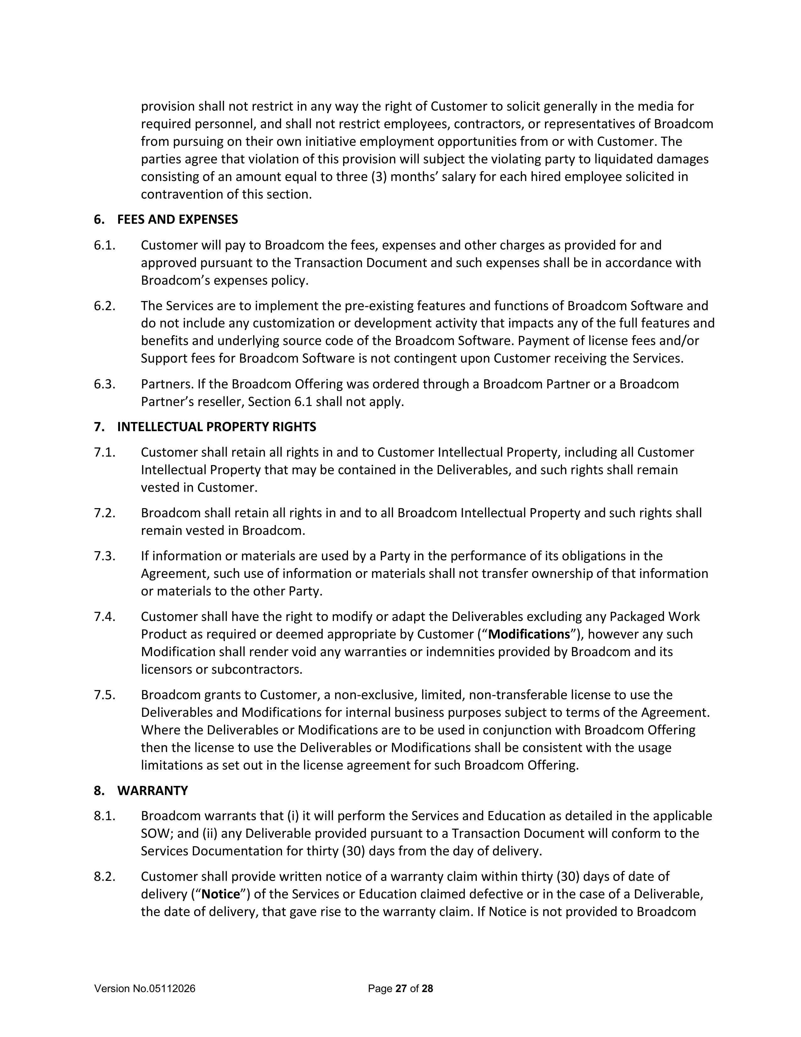 Broadcom End User Agreement — page 27