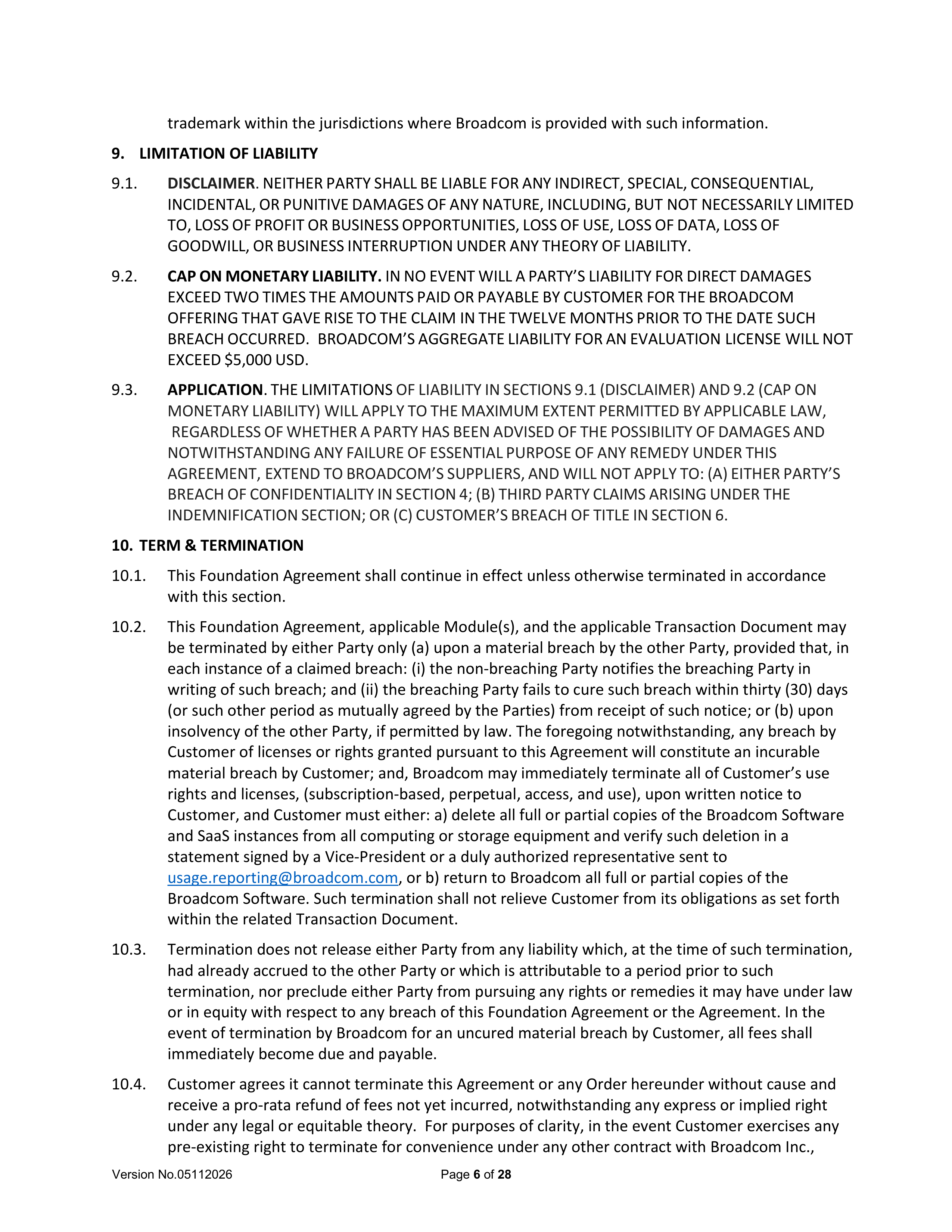 Broadcom End User Agreement — page 6