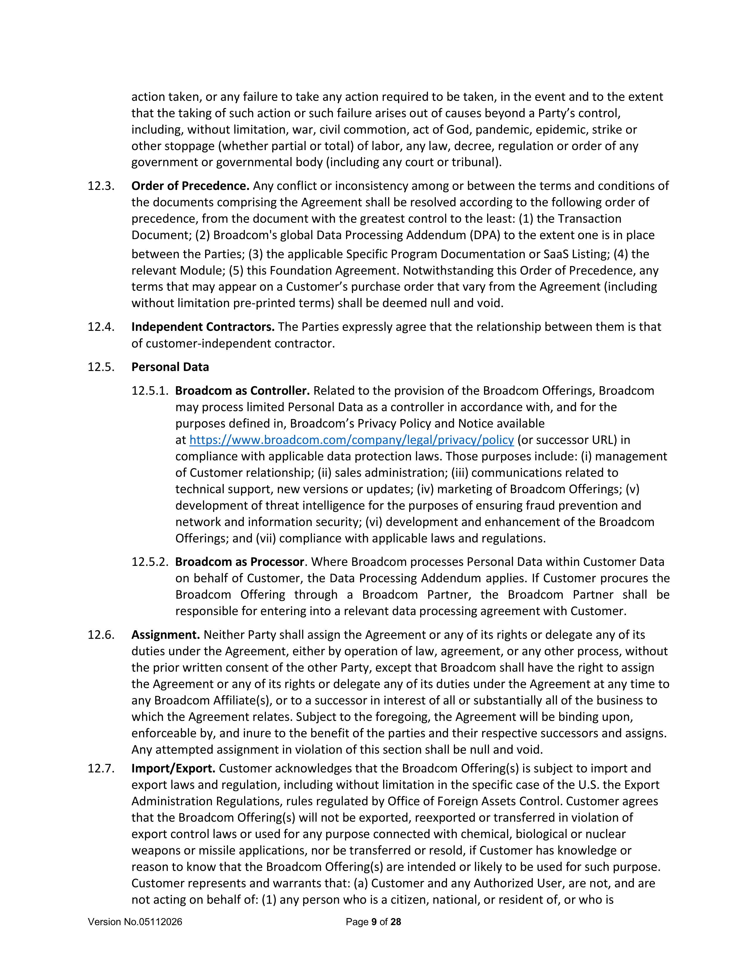 Broadcom End User Agreement — page 9