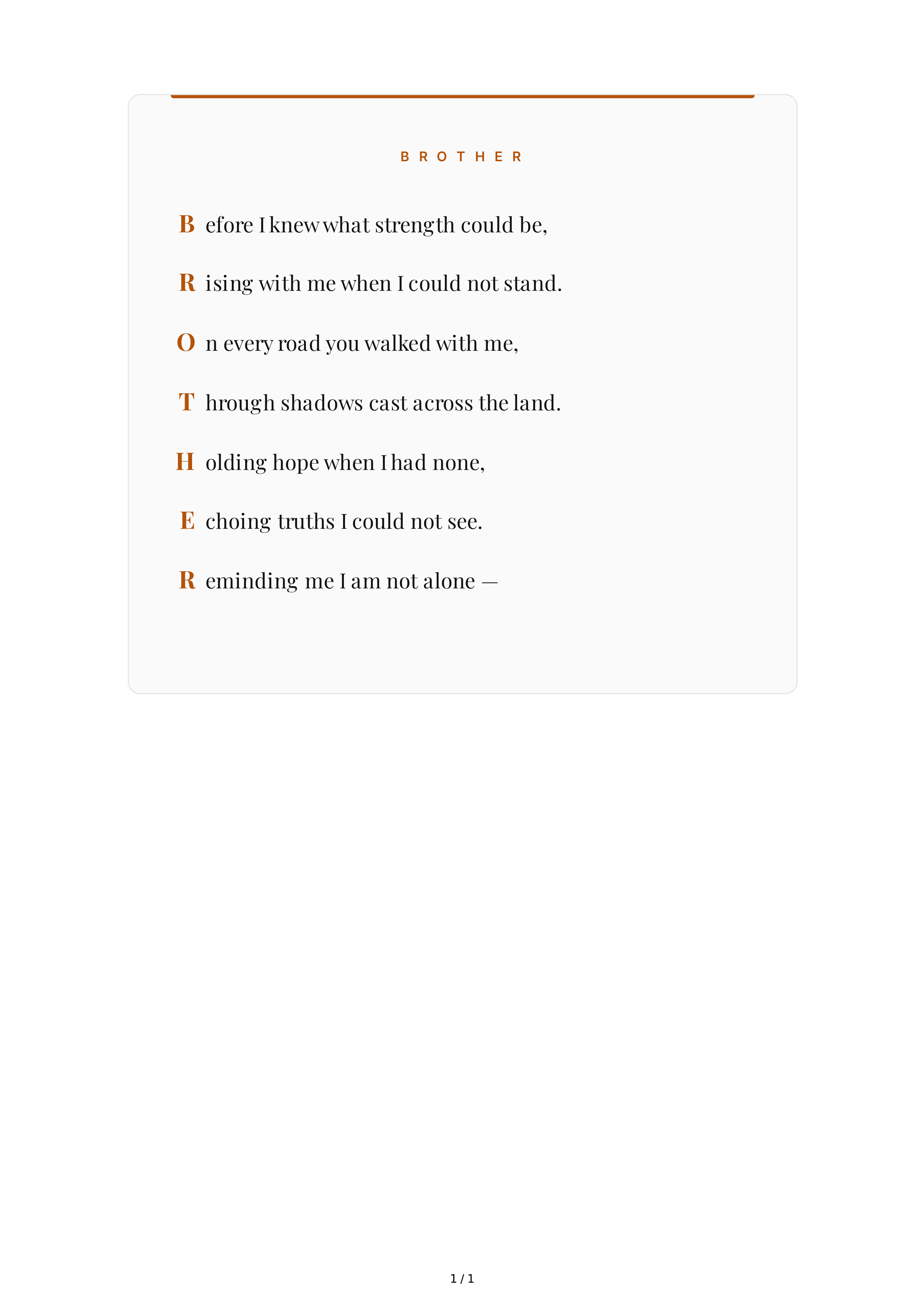Brother Acrostic Poem — page 1