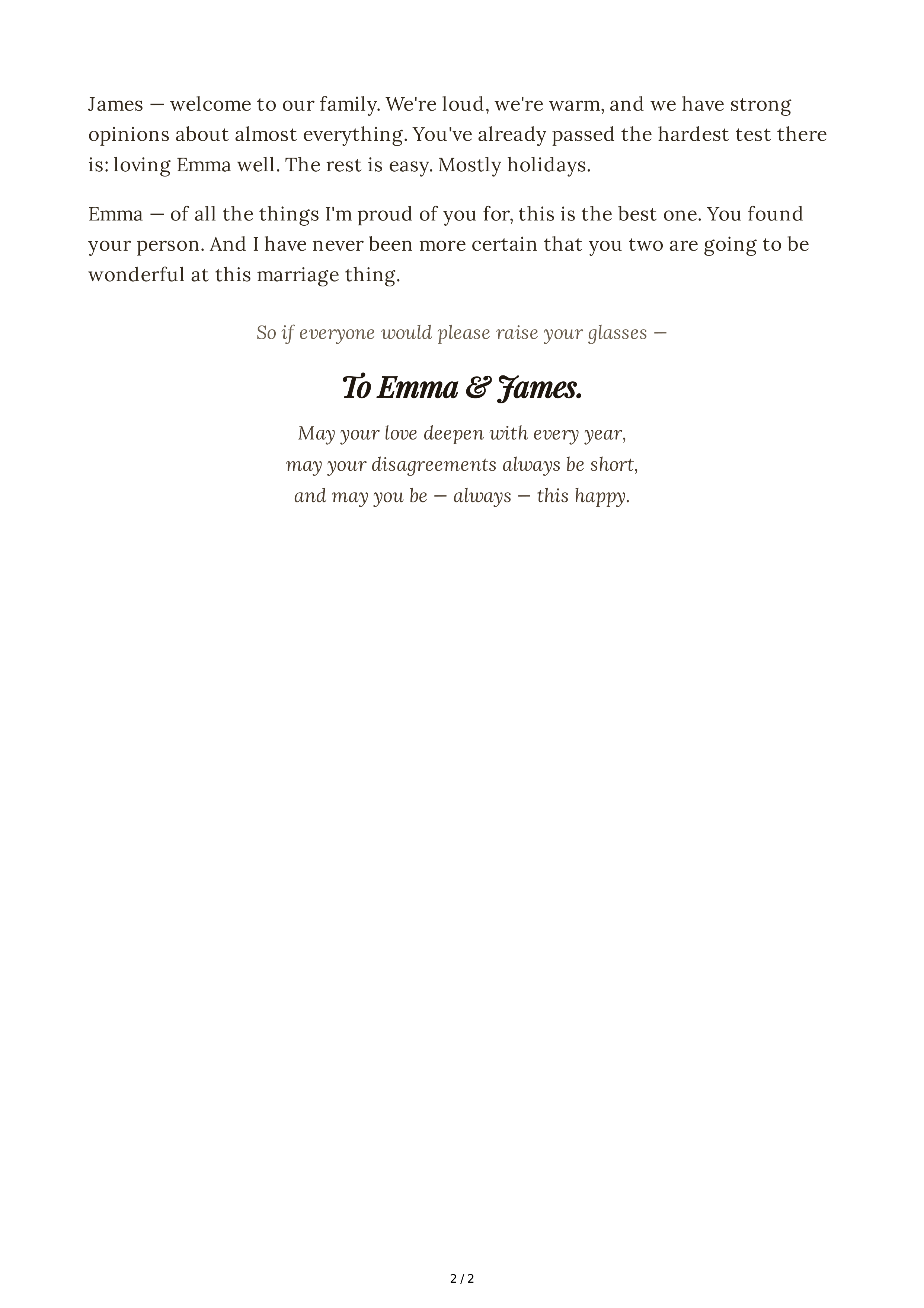 Brother of the Bride Wedding Toast — page 2