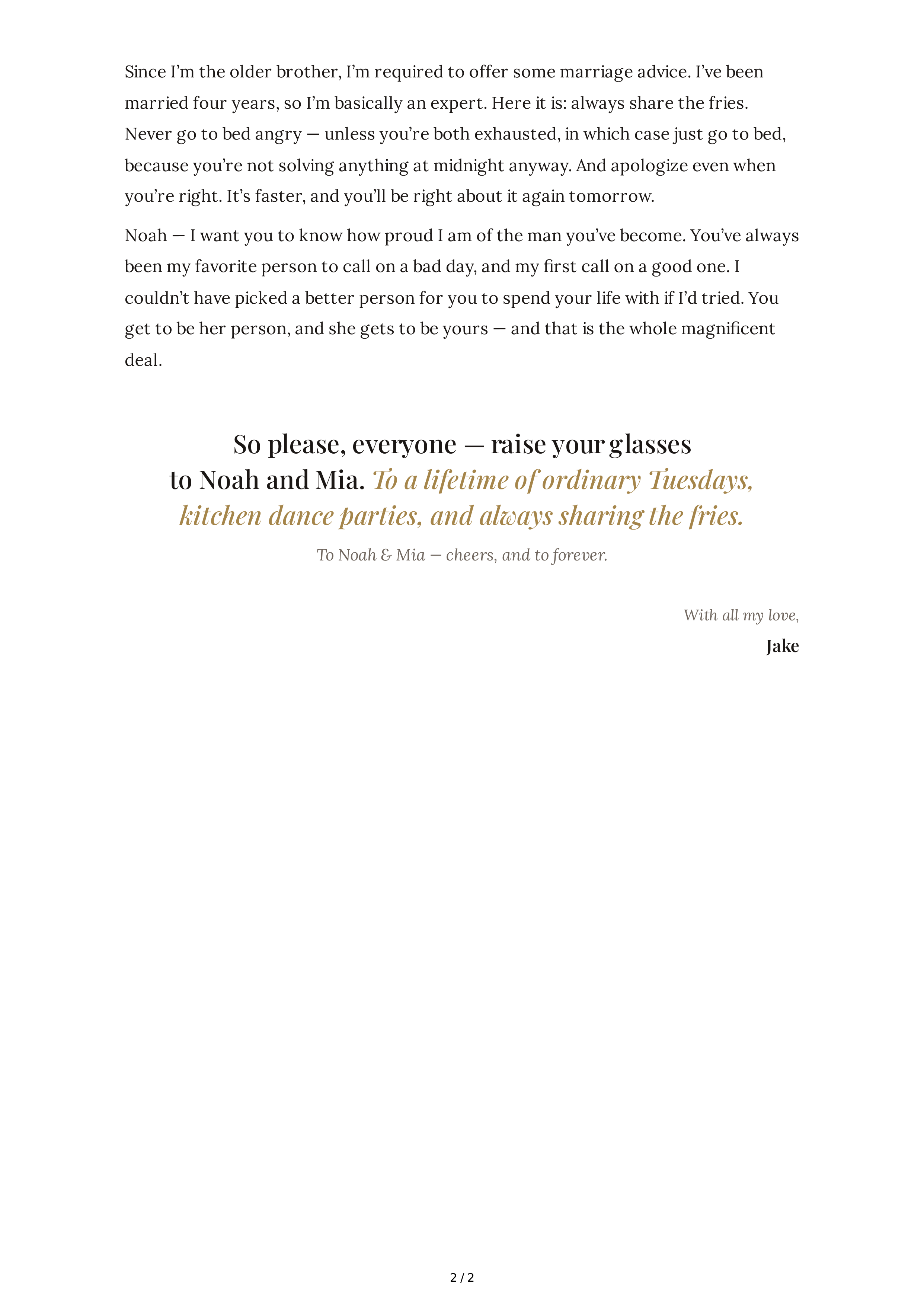 Brother of the Groom Wedding Toast — page 2